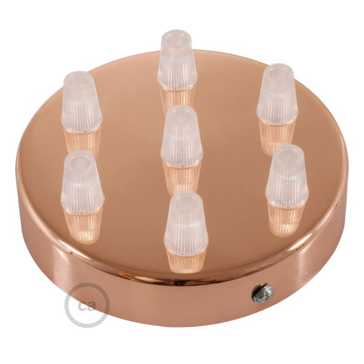 Cylindrical metal ceiling rose kit with 7 holes - Copper - Image 2