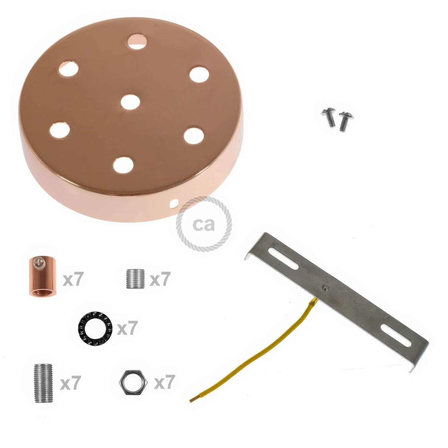 Cylindrical metal ceiling rose kit with 7 holes - Copper - Image 8