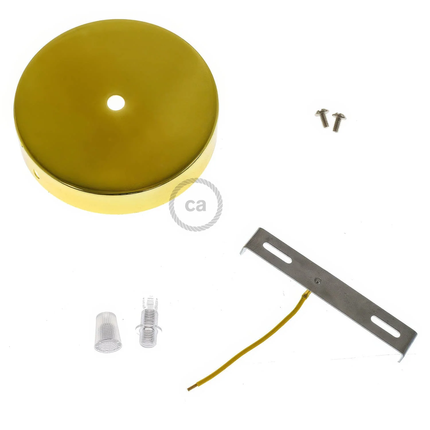 Cylindrical ceiling rose kit in metal - Brass - Image 3