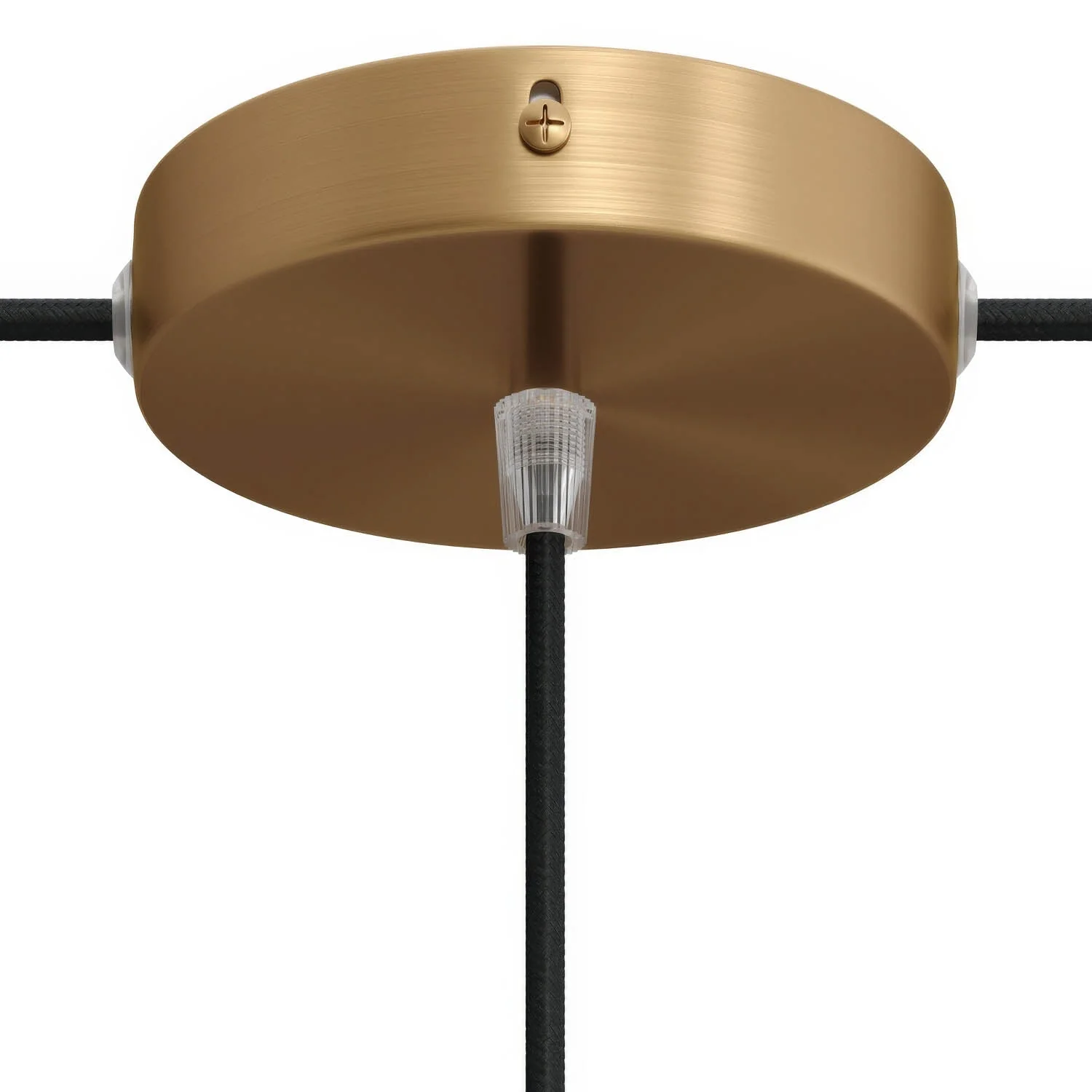 Cylindrical metal ceiling rose kit with 1 central hole and 2 side holes - Satin bronze