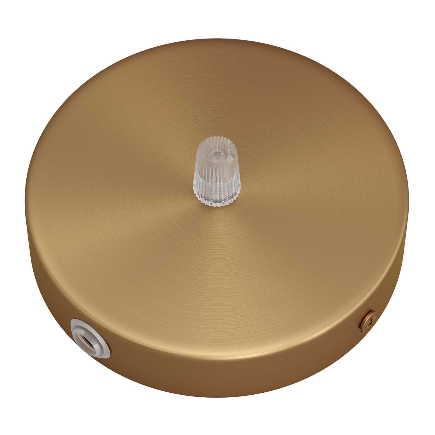 Cylindrical metal ceiling rose kit with 1 central hole and 2 side holes - Satin bronze - Image 2