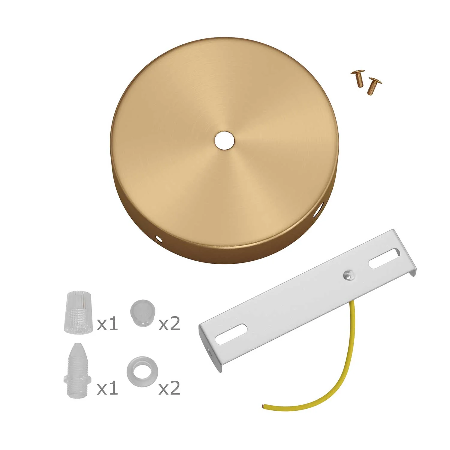 Cylindrical metal ceiling rose kit with 1 central hole and 2 side holes - Satin bronze - Image 3