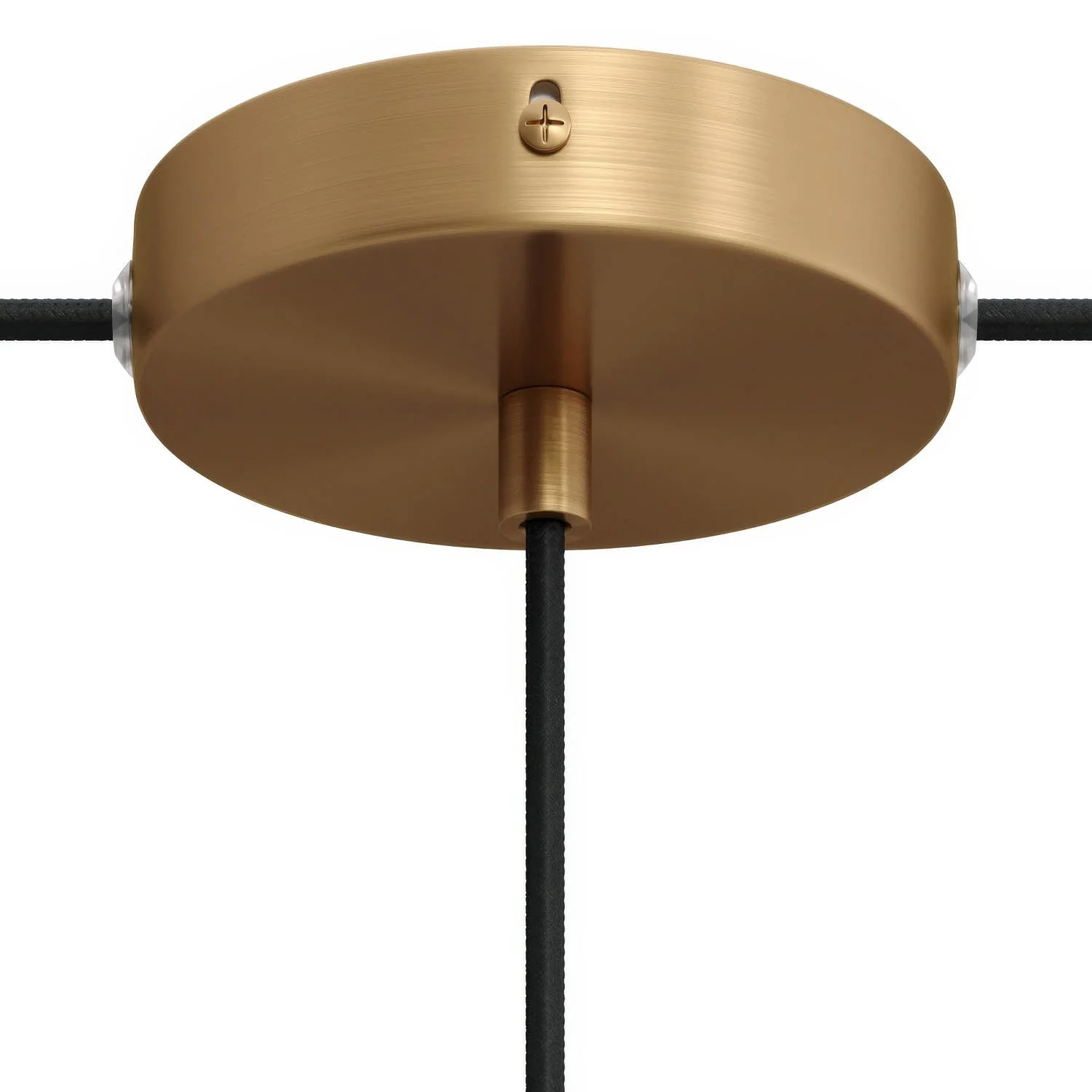Cylindrical metal ceiling rose kit with 1 central hole and 2 side holes - Satin bronze - Image 6
