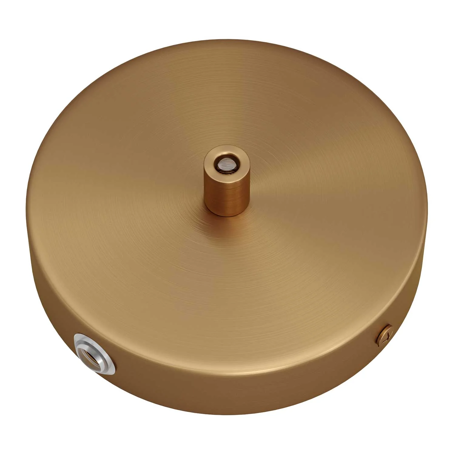 Cylindrical metal ceiling rose kit with 1 central hole and 2 side holes - Satin bronze - Image 7