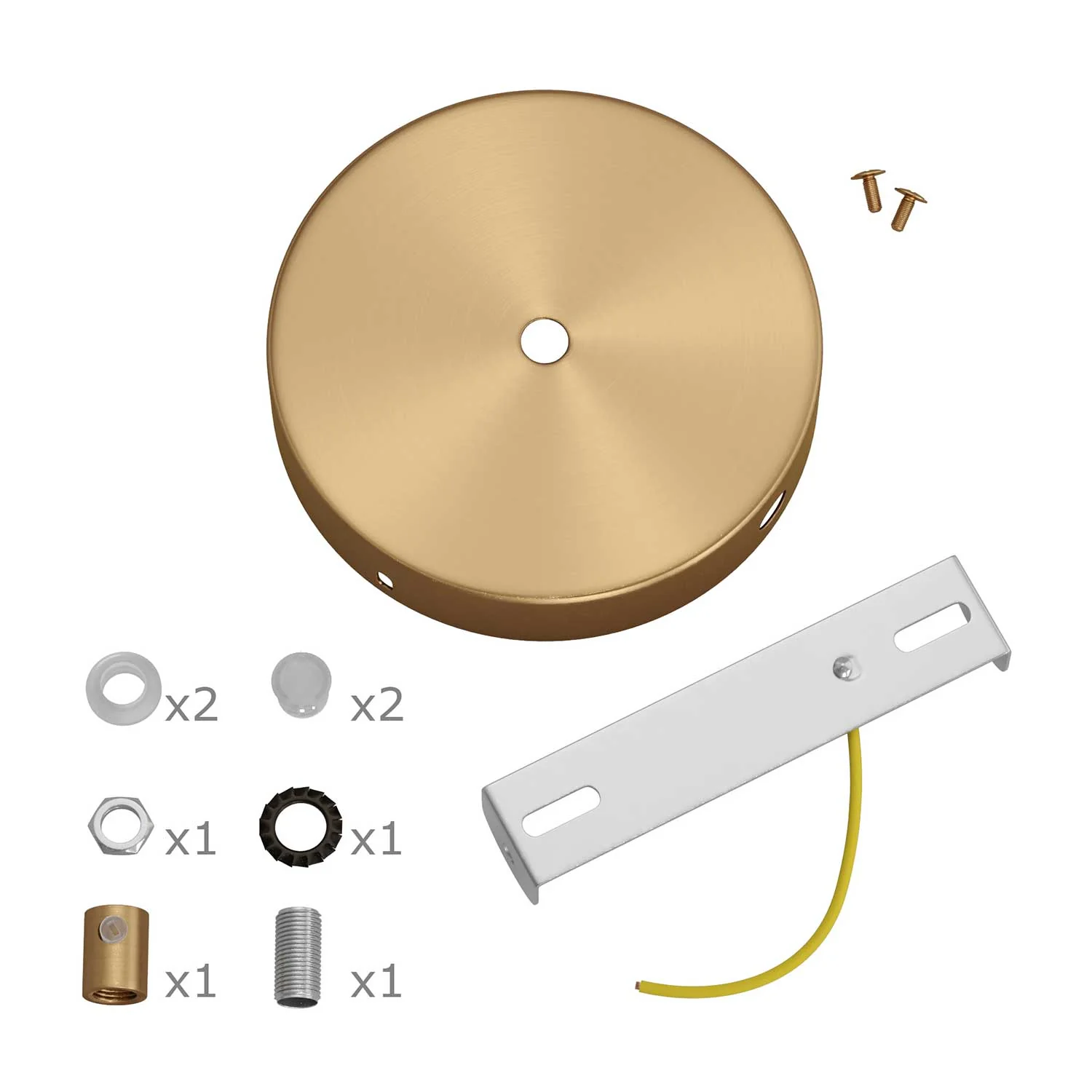 Cylindrical metal ceiling rose kit with 1 central hole and 2 side holes - Satin bronze - Image 8
