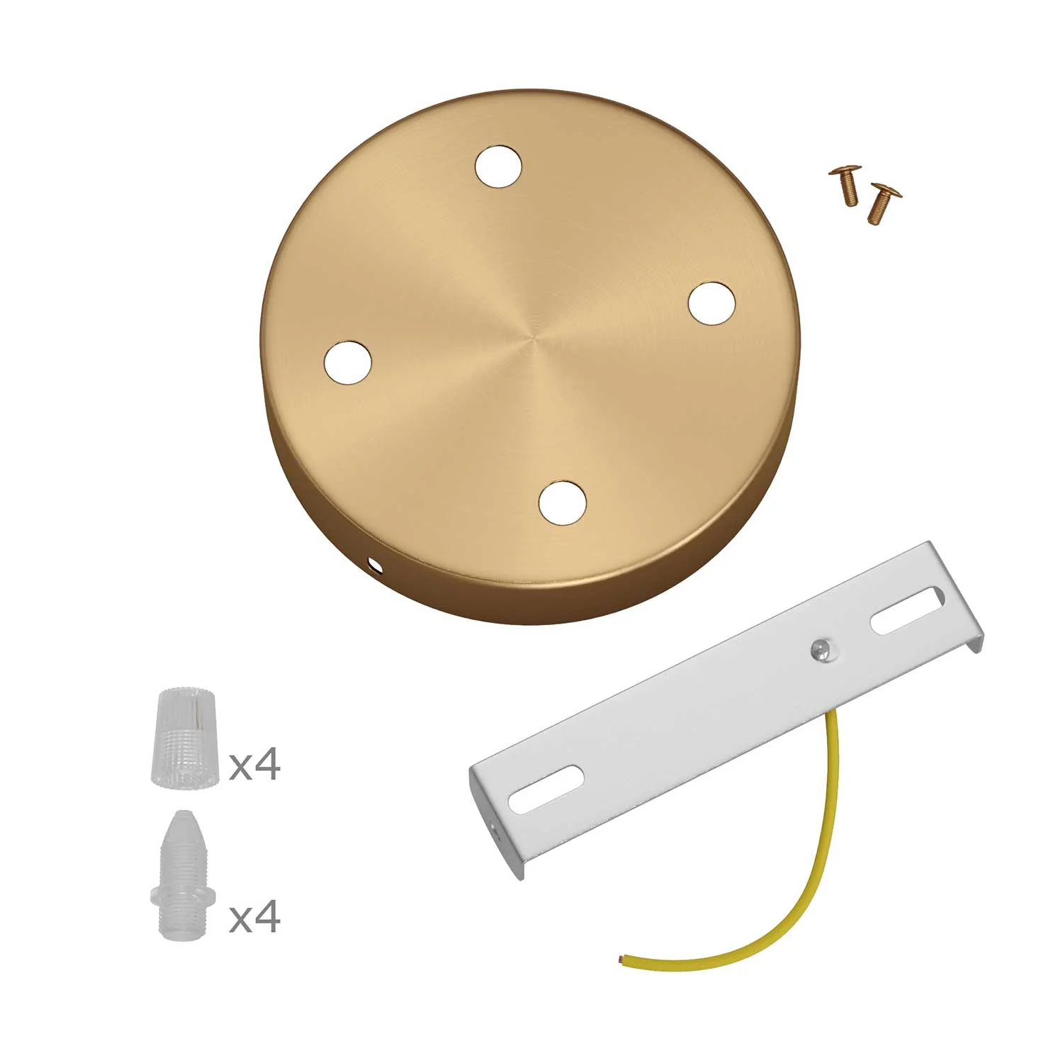 Cylindrical metal ceiling rose kit with 4 holes - Satin bronze - Image 3