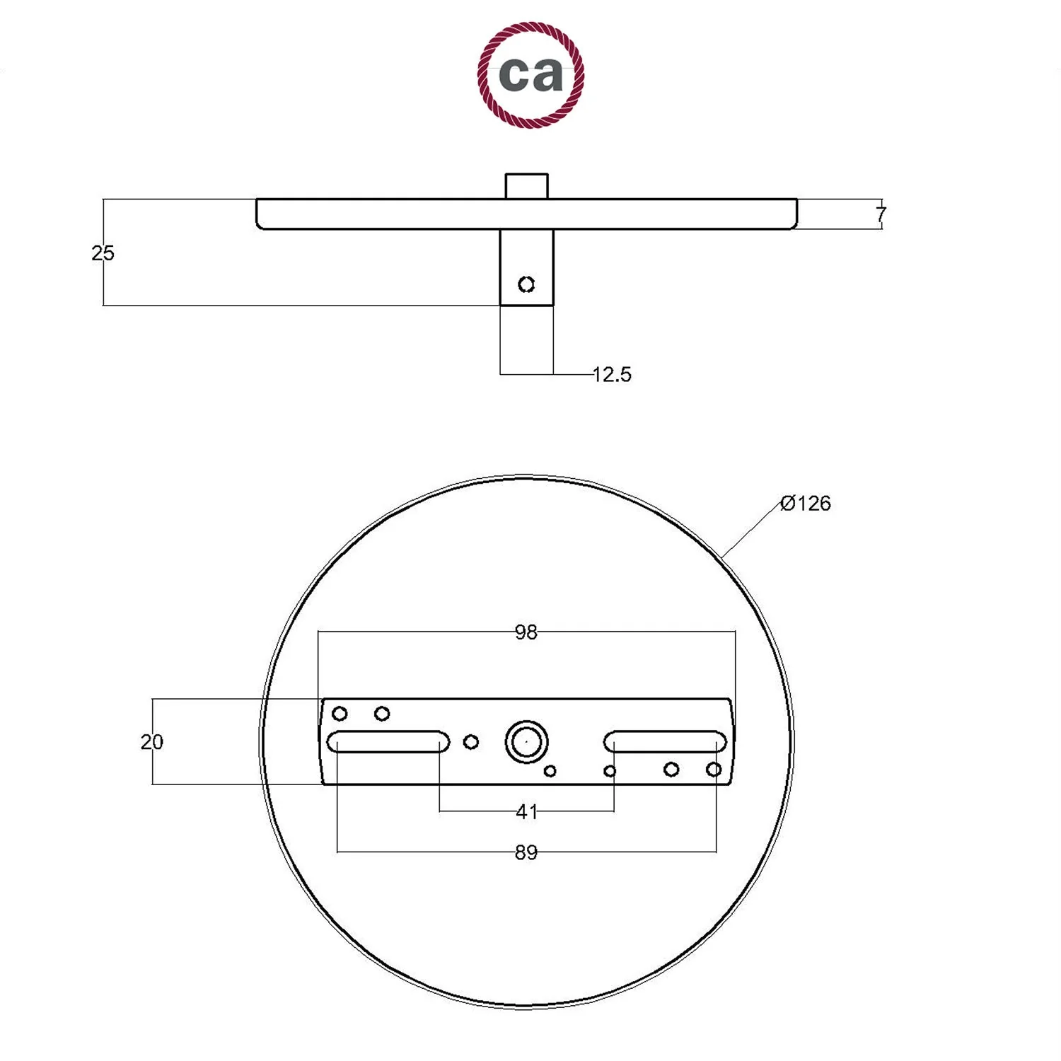 Flush-mounted ceiling rose with 1 central hole – Black - Image 5