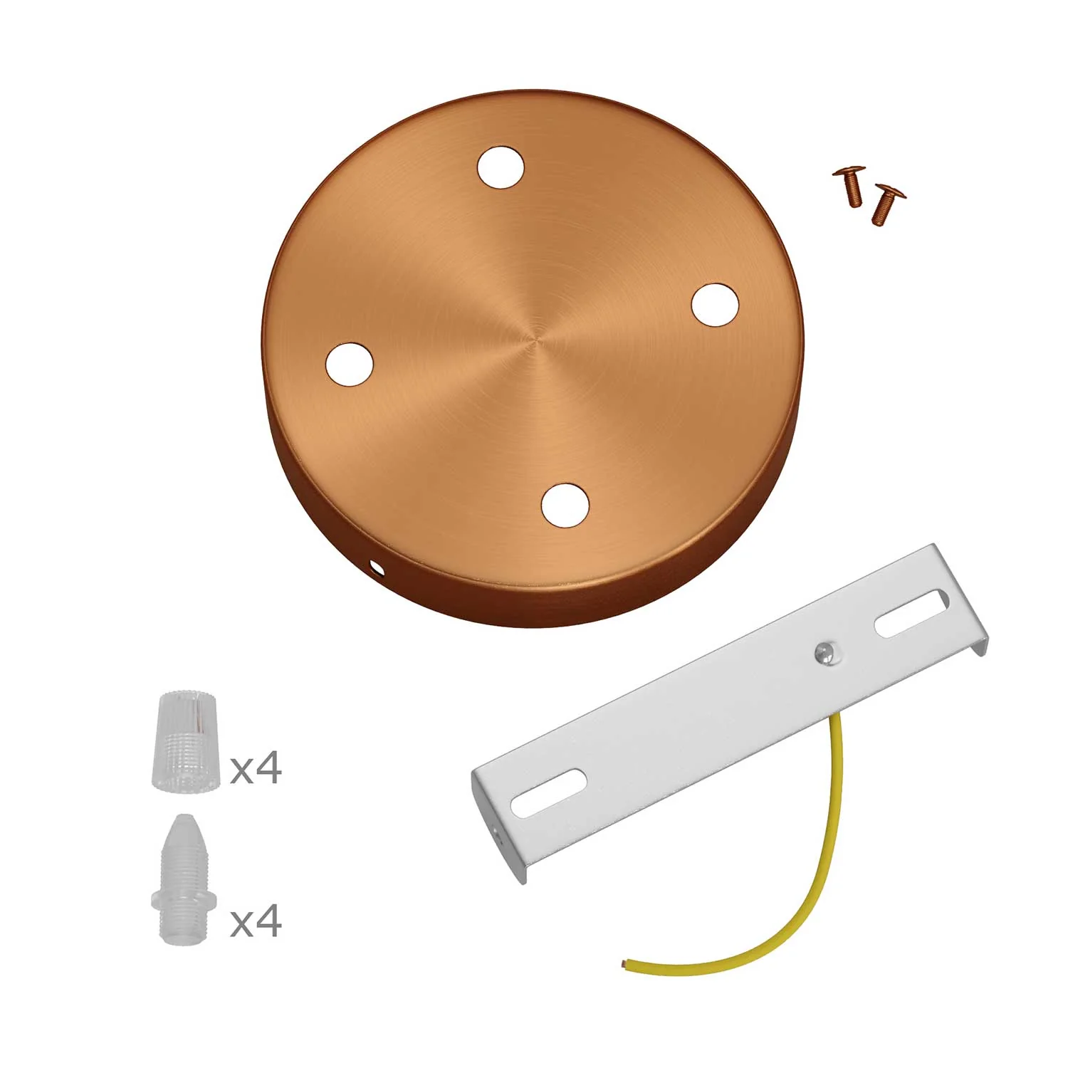 Cylindrical ceiling rose kit in metal with 4 holes – Satin copper - Image 3