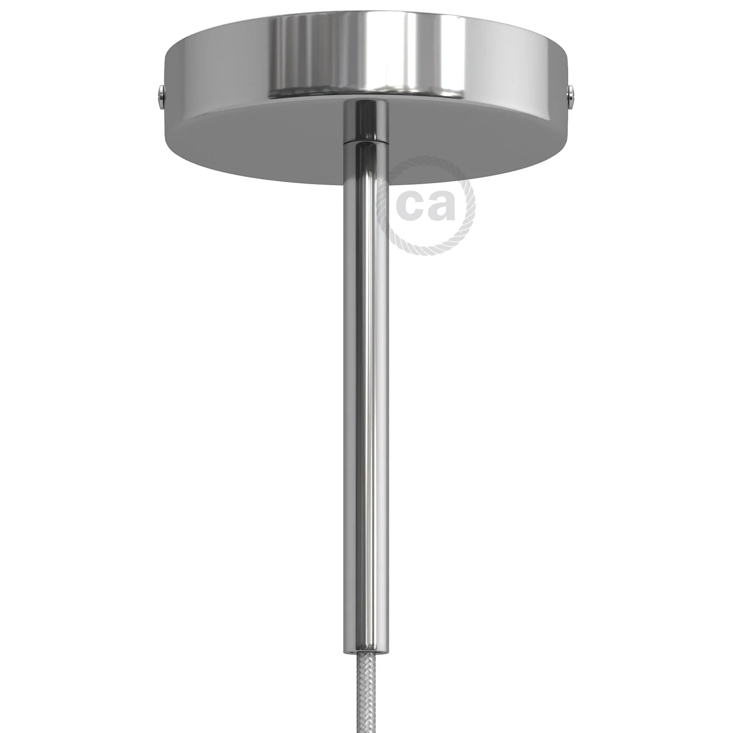 Cylindrical ceiling rose kit in metal with 15 cm Cable Clamp - Chrome