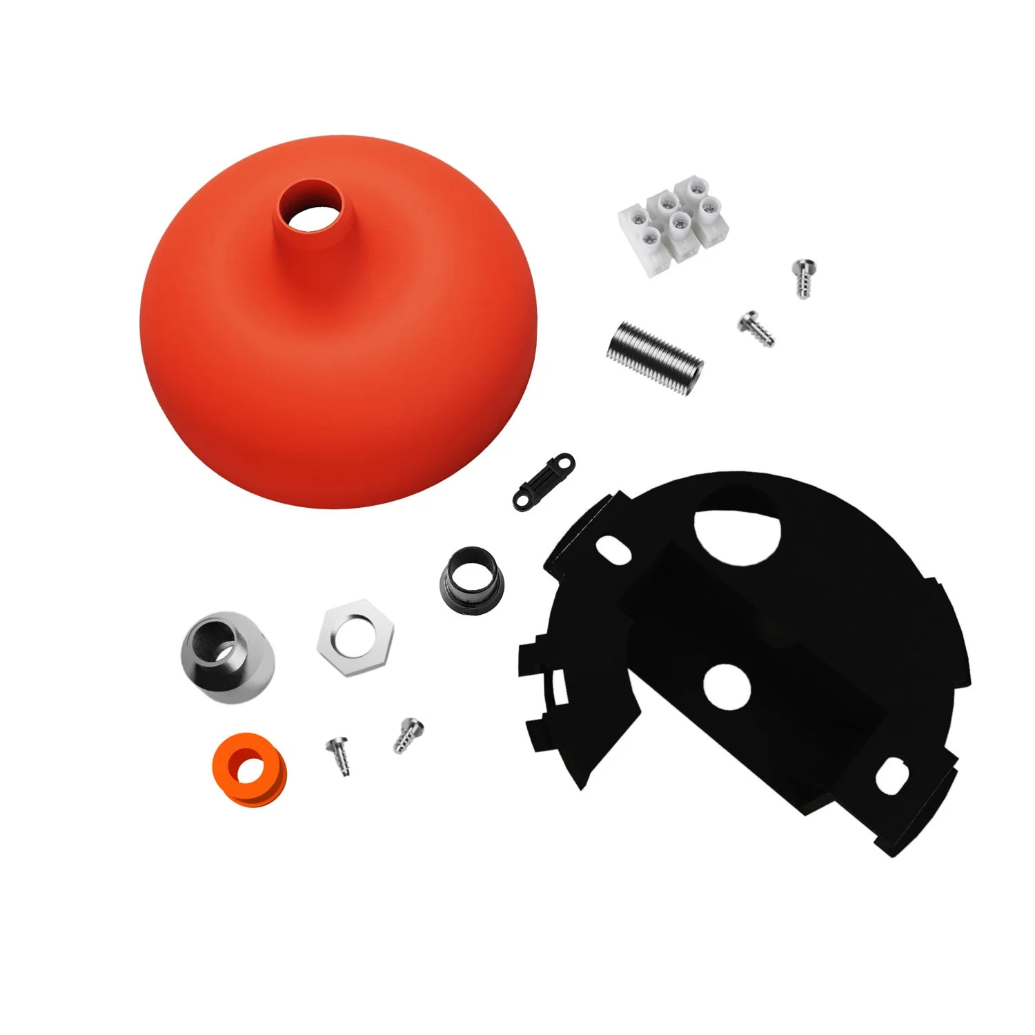 Silicone ceiling rose kit with central hole and provision for side hole – Orange - Image 2
