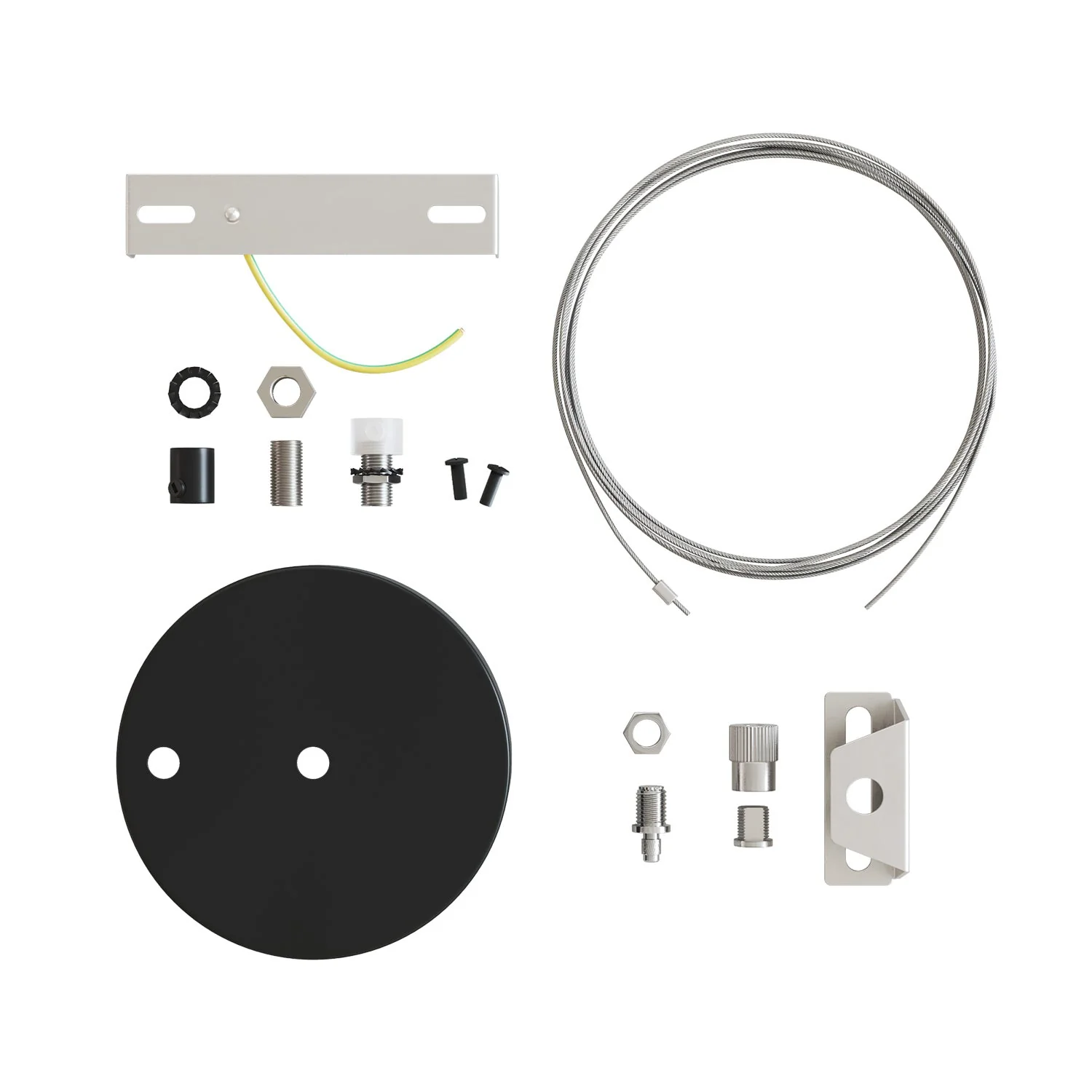 Ceiling canopy Kit Ø 120 mm with steel suspension and millimetric balancer - Matte Black - Image 4