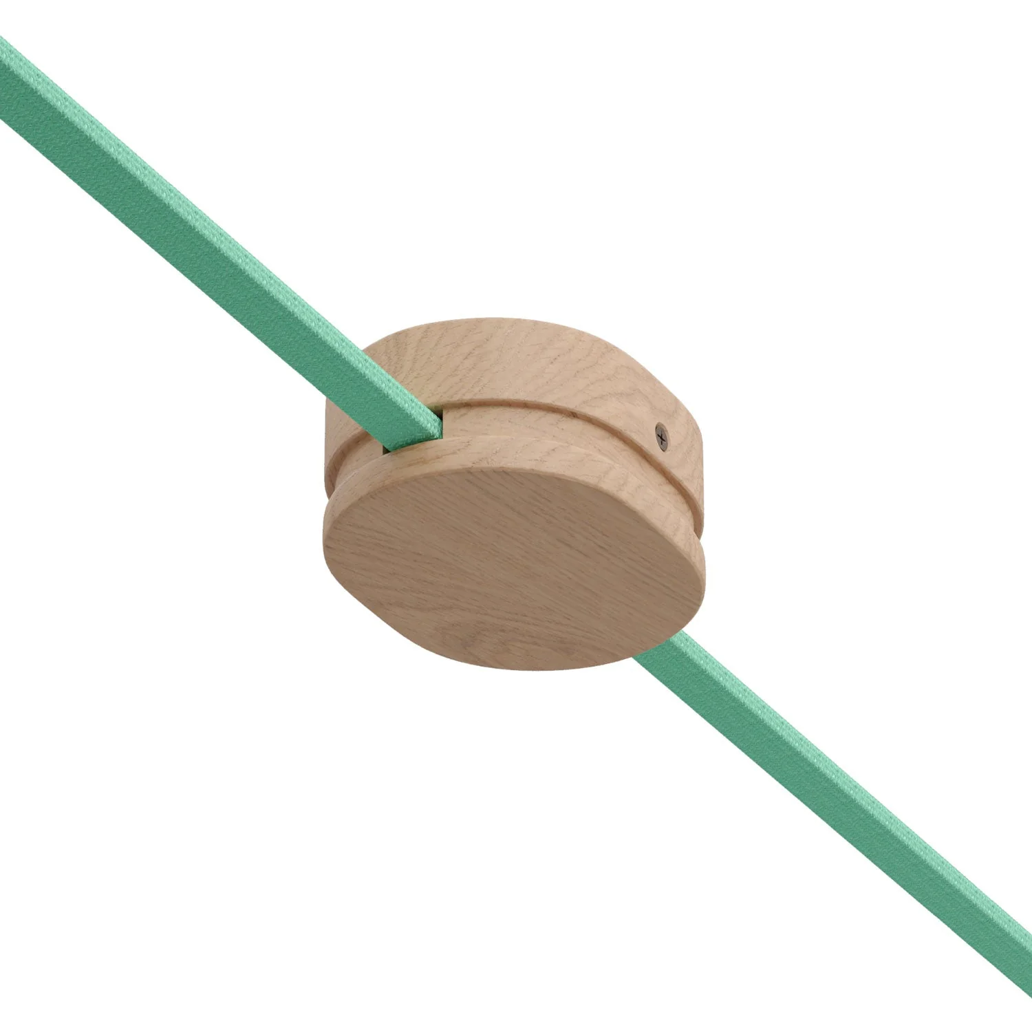 Oval wooden ceiling rose with 2 side holes for string light cable and Filé system. Made in Italy - Neutral