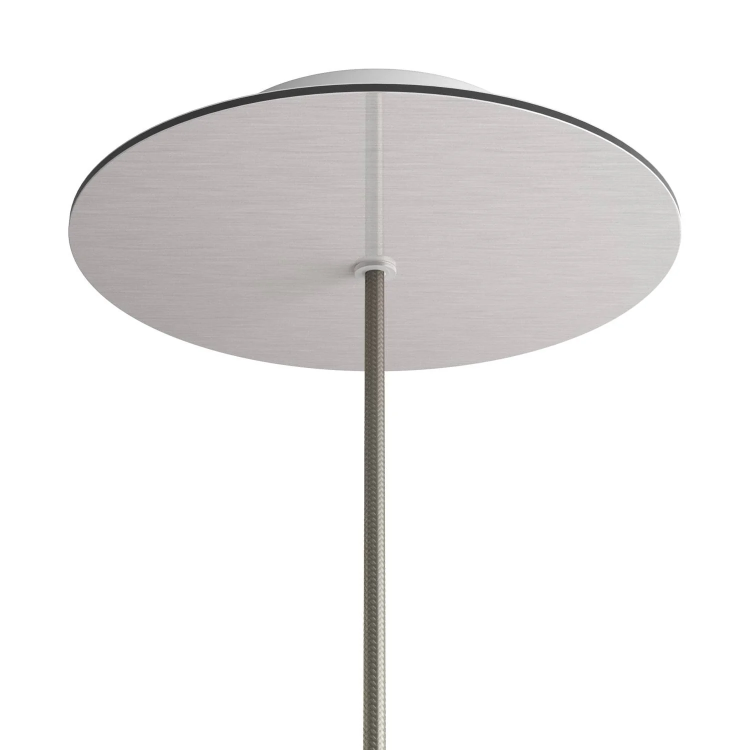 Rose-One round ceiling rose, 200 mm diameter with 1 hole and 4 side holes - Satin steel Dibond