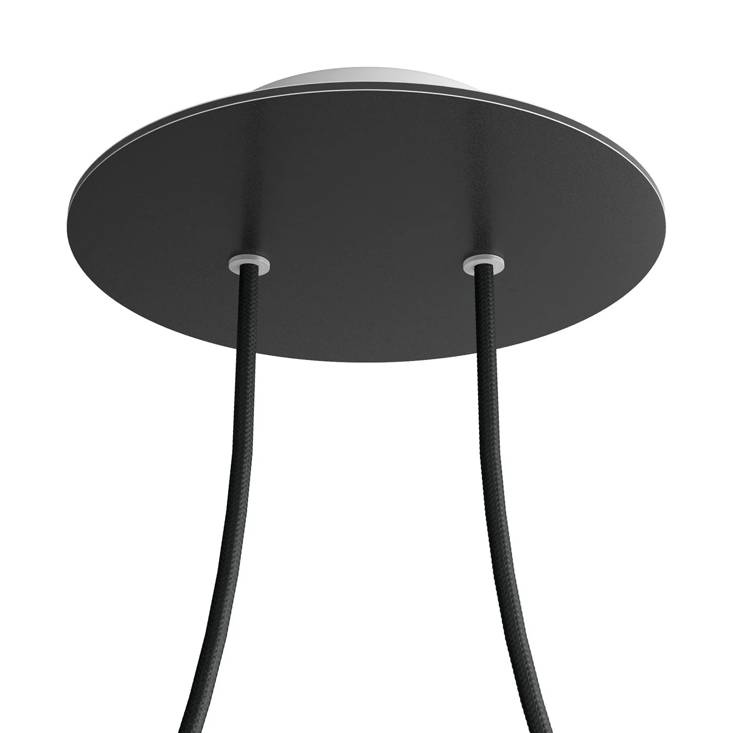 Rose-One round ceiling rose, 200 mm diameter with 2 holes and 4 side holes - Matt black