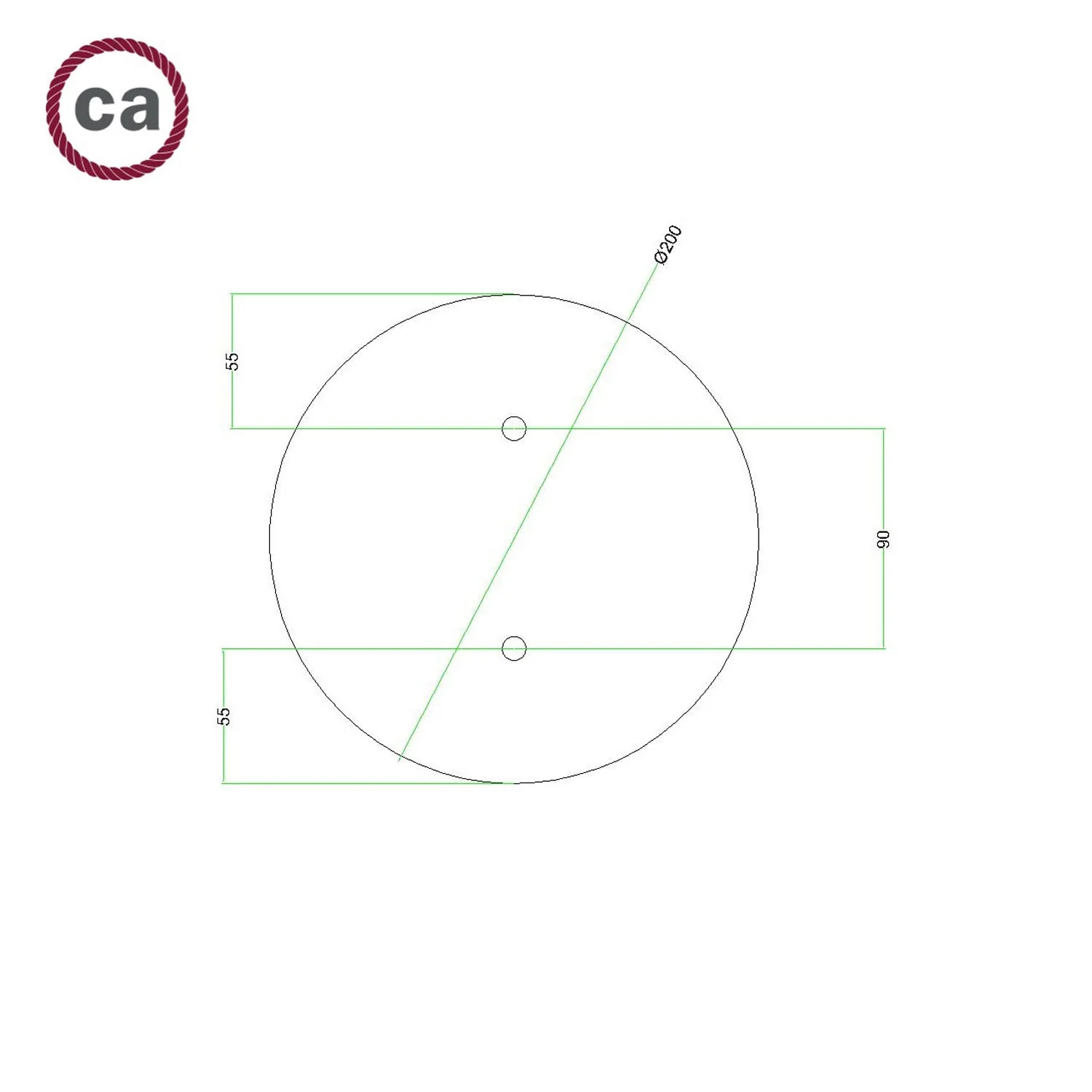 Rose-One round ceiling rose, 200 mm diameter with 2 holes and 4 side holes - Petrol - Image 7