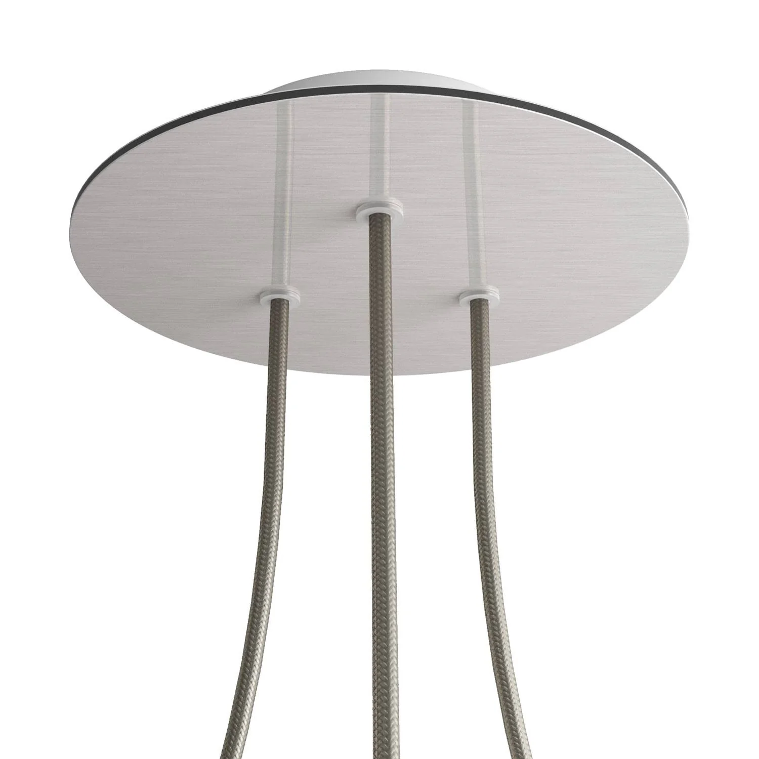 Rose-One round ceiling rose, 200 mm diameter with 3 holes and 4 side holes - Satin Dibond Steel