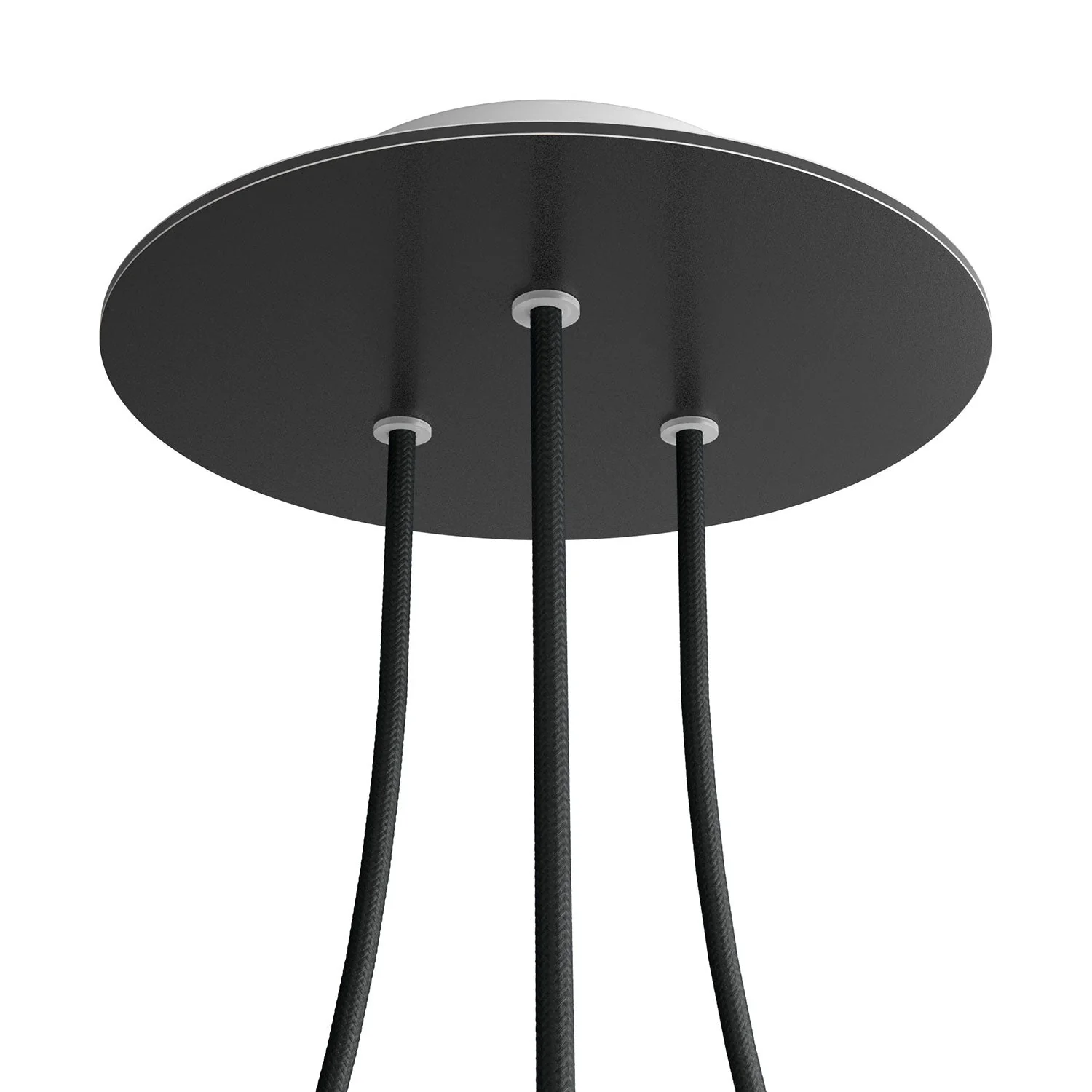 Rose-One round ceiling rose, diameter 200 mm with 3 holes and 4 side holes - Matt black