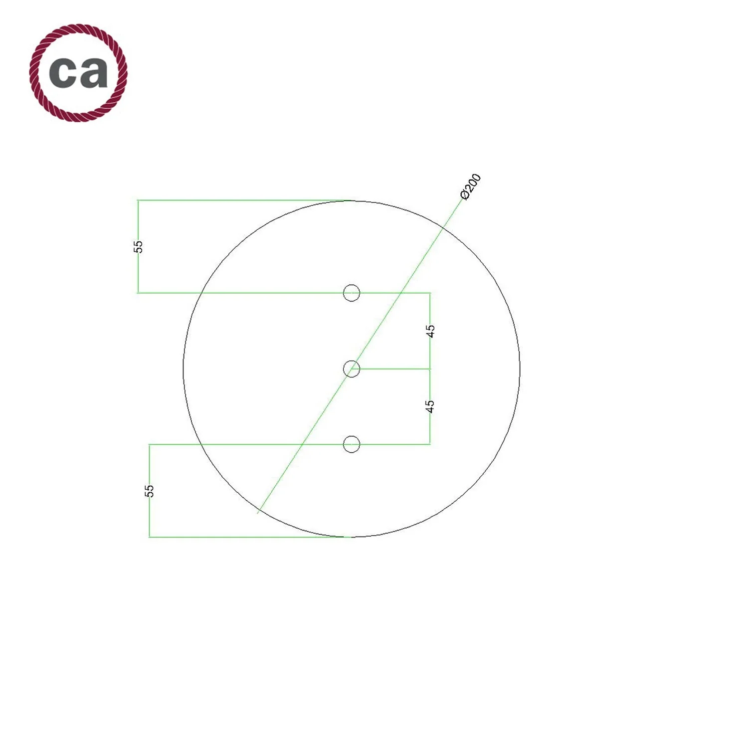 Rose-One round ceiling rose, 200 mm diameter with 3 inline holes and 4 side holes - Anthracite - Image 7