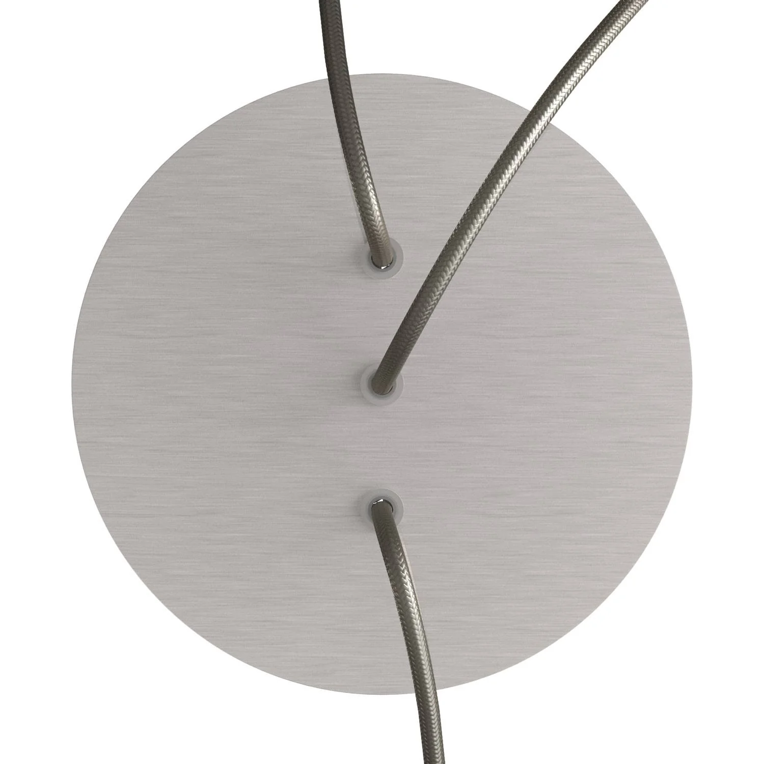 Ceiling rose Rose-One round, diameter 200 mm with 3 inline holes and 4 side holes - Dibond Satin stainless steel - Image 2