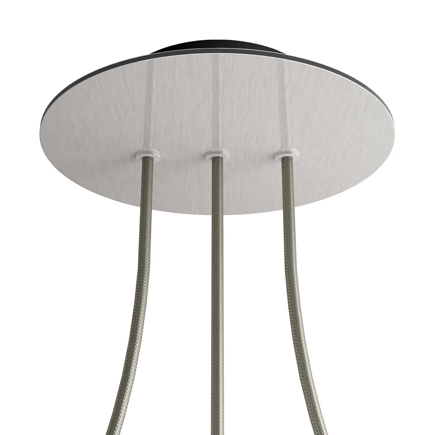 Ceiling rose Rose-One round, diameter 200 mm with 3 inline holes and 4 side holes - Dibond Satin stainless steel - Image 8