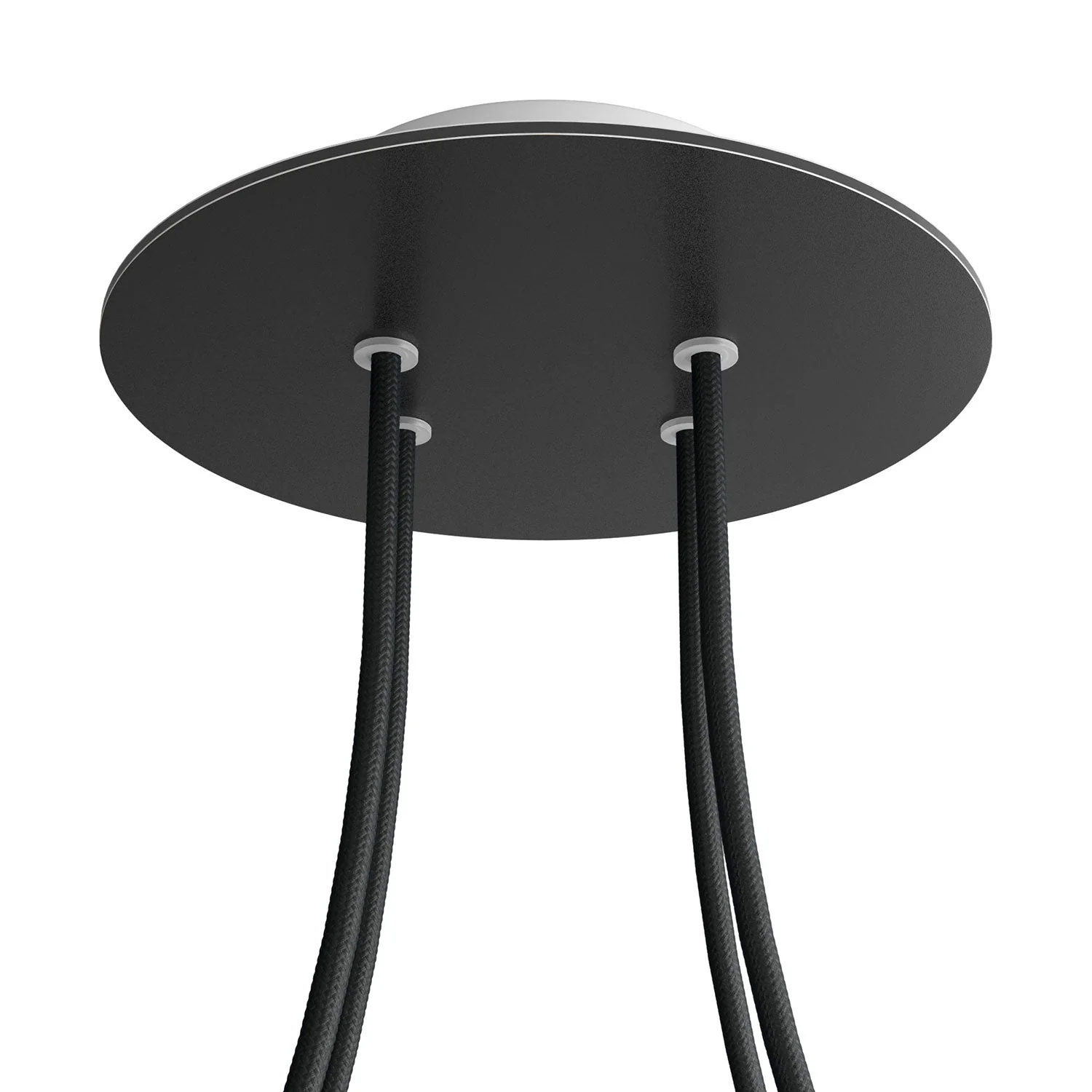 Ceiling rose Rose-One round, diameter 200 mm with 4 holes and 4 side holes - Matt black