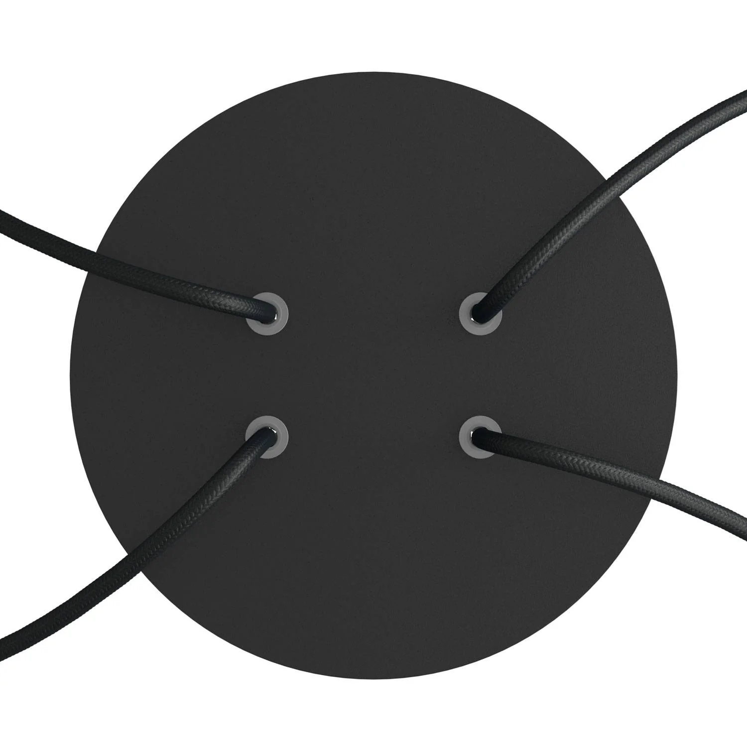 Ceiling rose Rose-One round, diameter 200 mm with 4 holes and 4 side holes - Matt black - Image 2