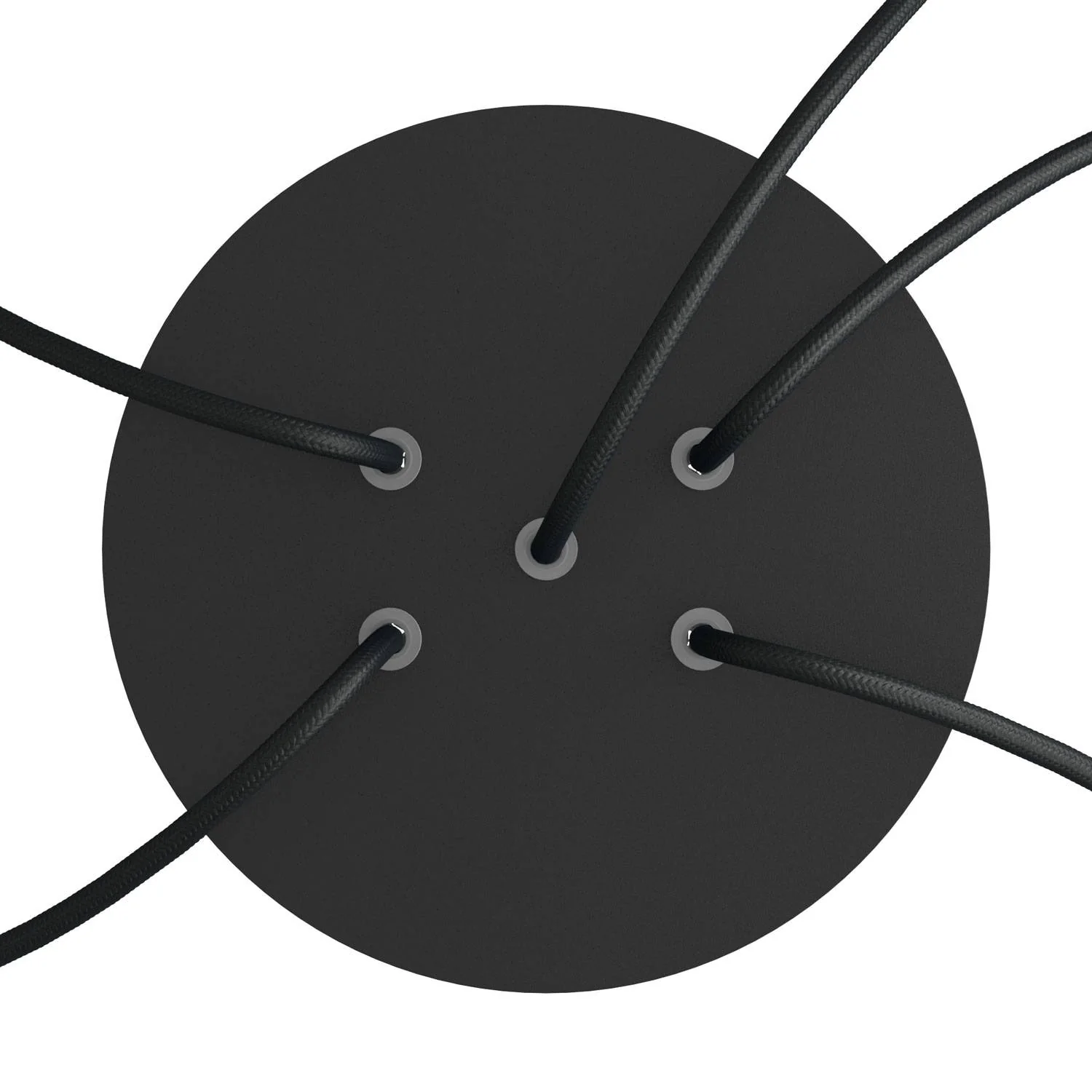 Ceiling rose Rose-One round, diameter 200 mm with 5 holes and 4 side holes - Matt black - Image 2