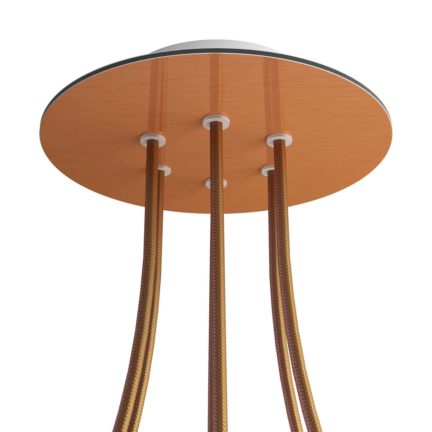 Ceiling rose Rose-One round, 200 mm diameter with 6 holes and 4 side holes - Satin copper Dibond