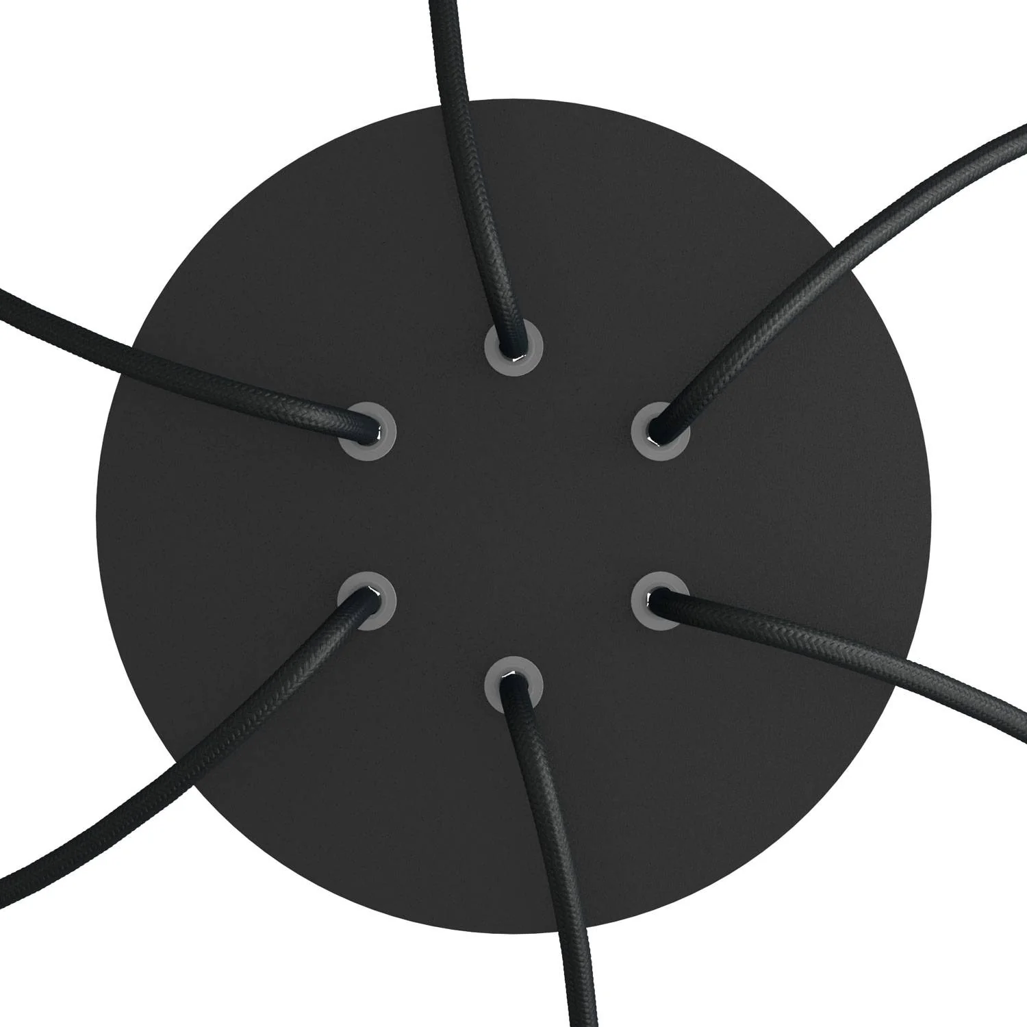 Rose-One round ceiling rose, 200 mm diameter with 6 holes and 4 side holes - Matt black - Image 2