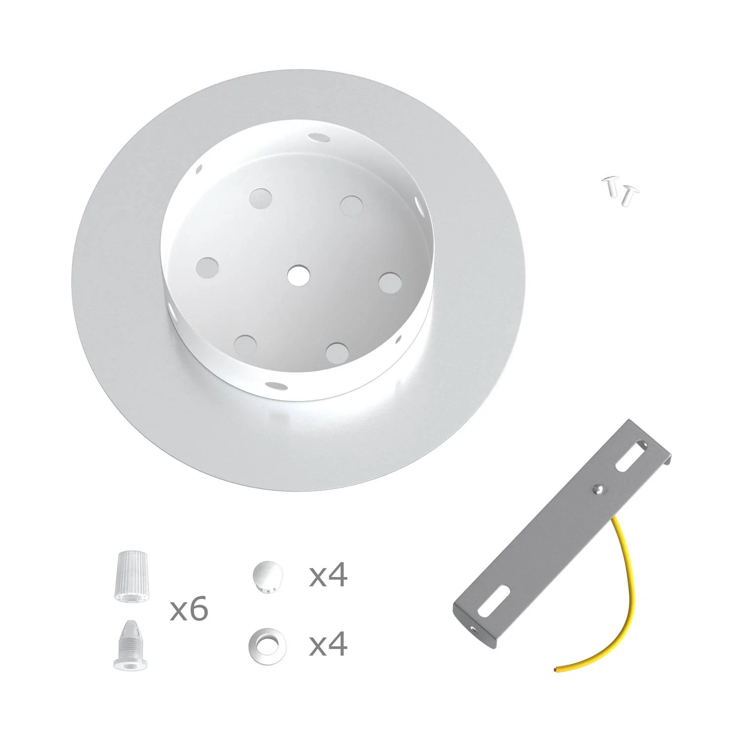 Ceiling rose Rose-One round, 200 mm diameter with 6 holes and 4 side holes - Matt white - Image 6