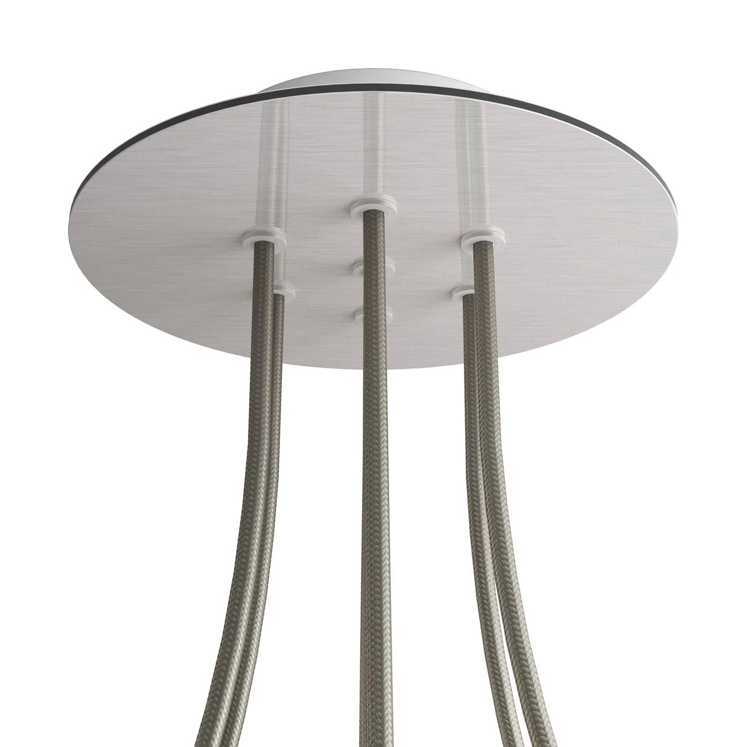Rose-One round ceiling rose, 200 mm diameter with 7 holes and 4 side holes - Satin Steel Dibond