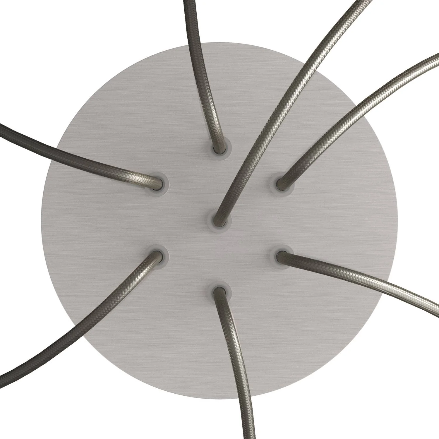 Rose-One round ceiling rose, 200 mm diameter with 7 holes and 4 side holes - Satin Steel Dibond - Image 2