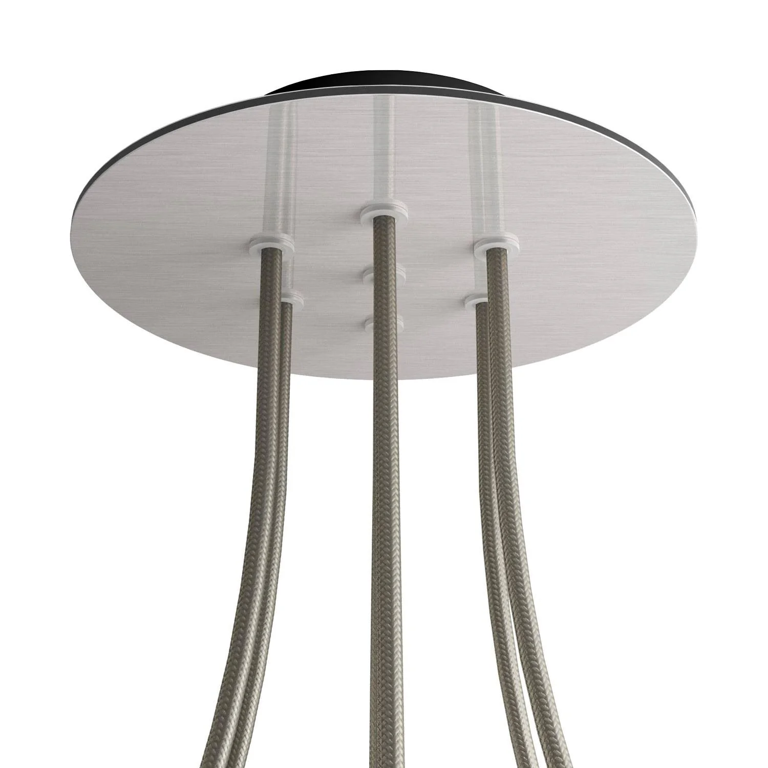 Rose-One round ceiling rose, 200 mm diameter with 7 holes and 4 side holes - Satin Steel Dibond - Image 8