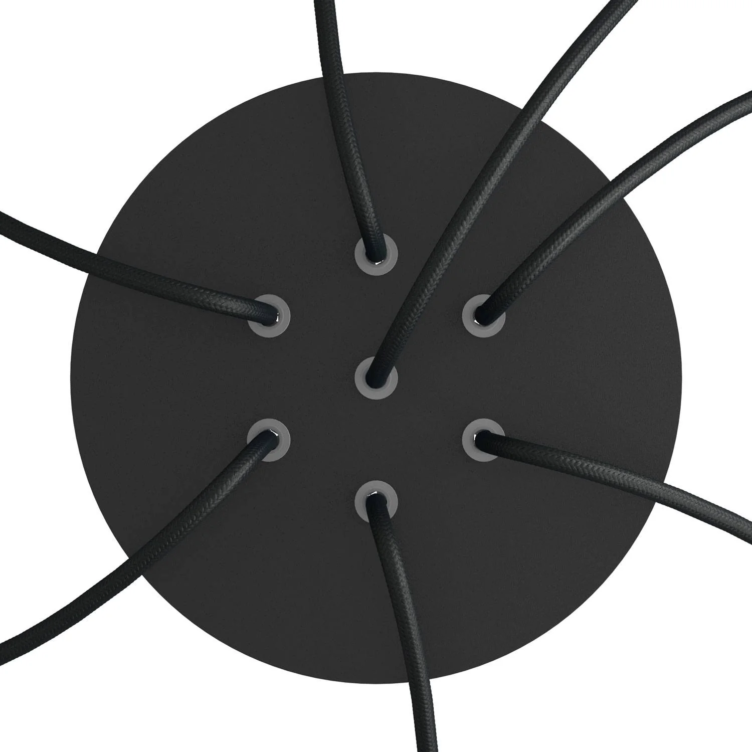 Rose-One round ceiling rose, 200 mm diameter with 7 holes and 4 side holes - Matt black - Image 2