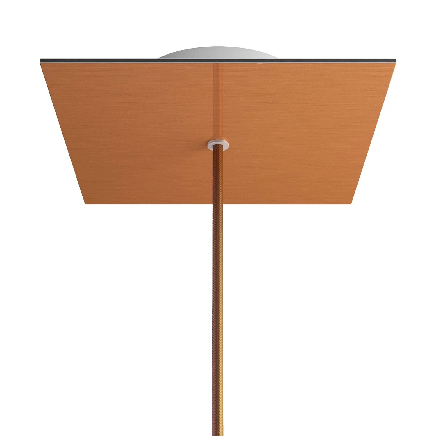 Ceiling rose Rose-One square, 200 mm with 1 hole and 4 side holes - Satin copper Dibond