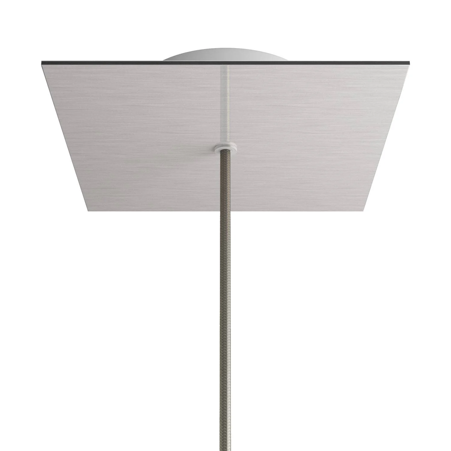 Rose-One square Ceiling rose, 200 mm with 1 hole and 4 side holes - Satin steel Dibond