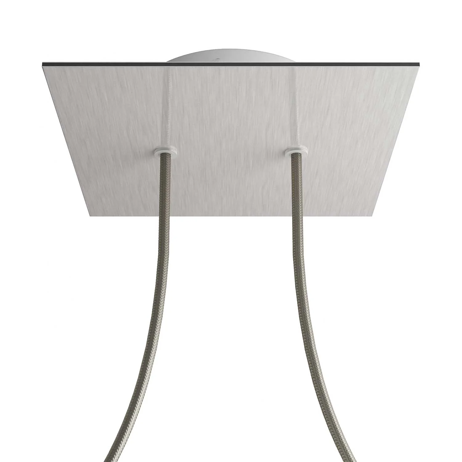 Rose-One square ceiling rose, 200 mm with 2 holes and 4 side holes - Satin steel Dibond