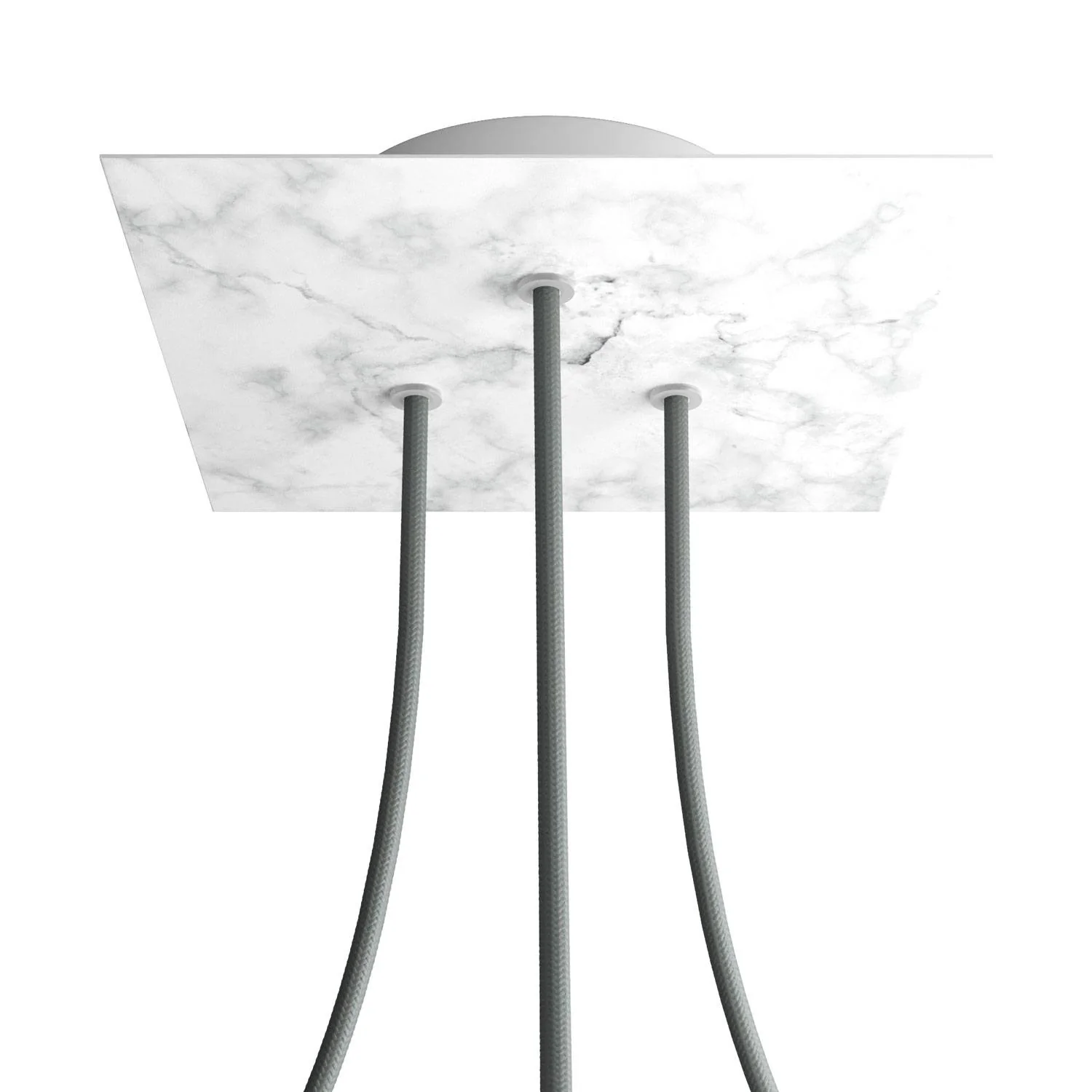 Ceiling rose Rose-One square, 200 mm with 3 holes and 4 side holes - Carrara marble