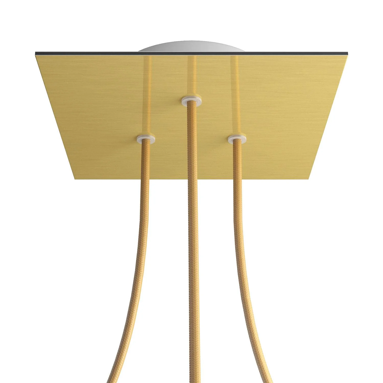 Rose-One square ceiling rose, 200 mm with 3 holes and 4 side holes - Satin brass Dibond
