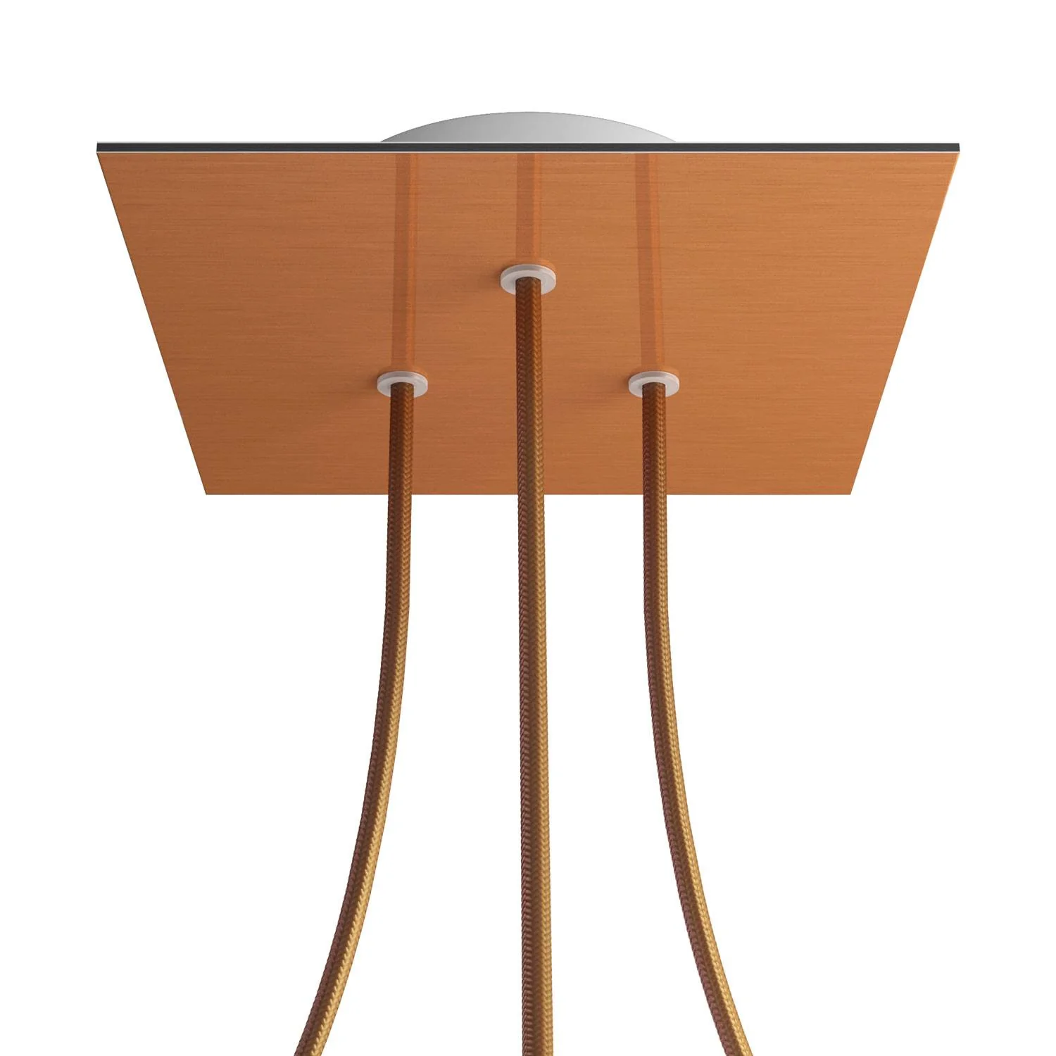 Rose-One square ceiling rose, 200 mm with 3 holes and 4 side holes - Satin copper Dibond
