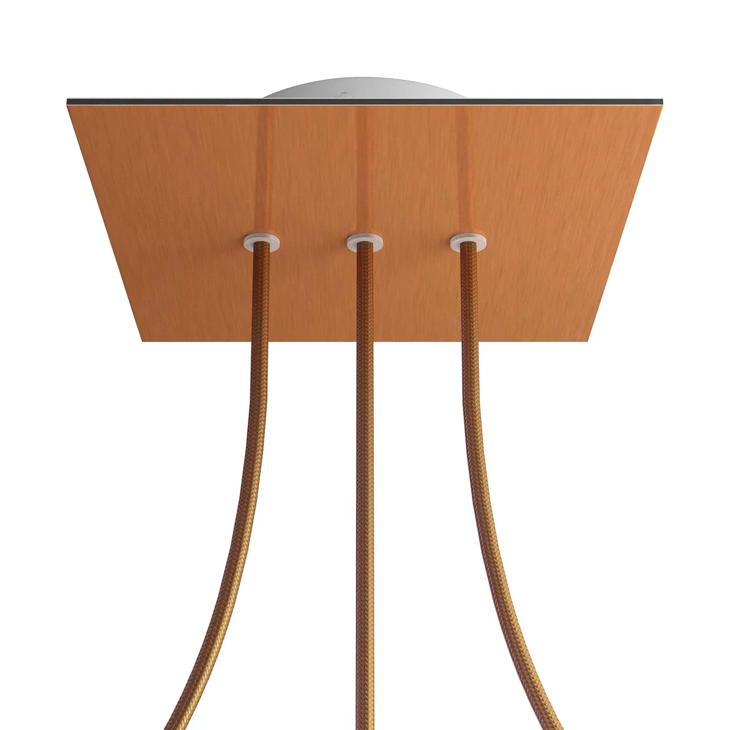 Rose-One square ceiling rose, 200 mm with 3 inline holes and 4 side holes - Satin copper Dibond
