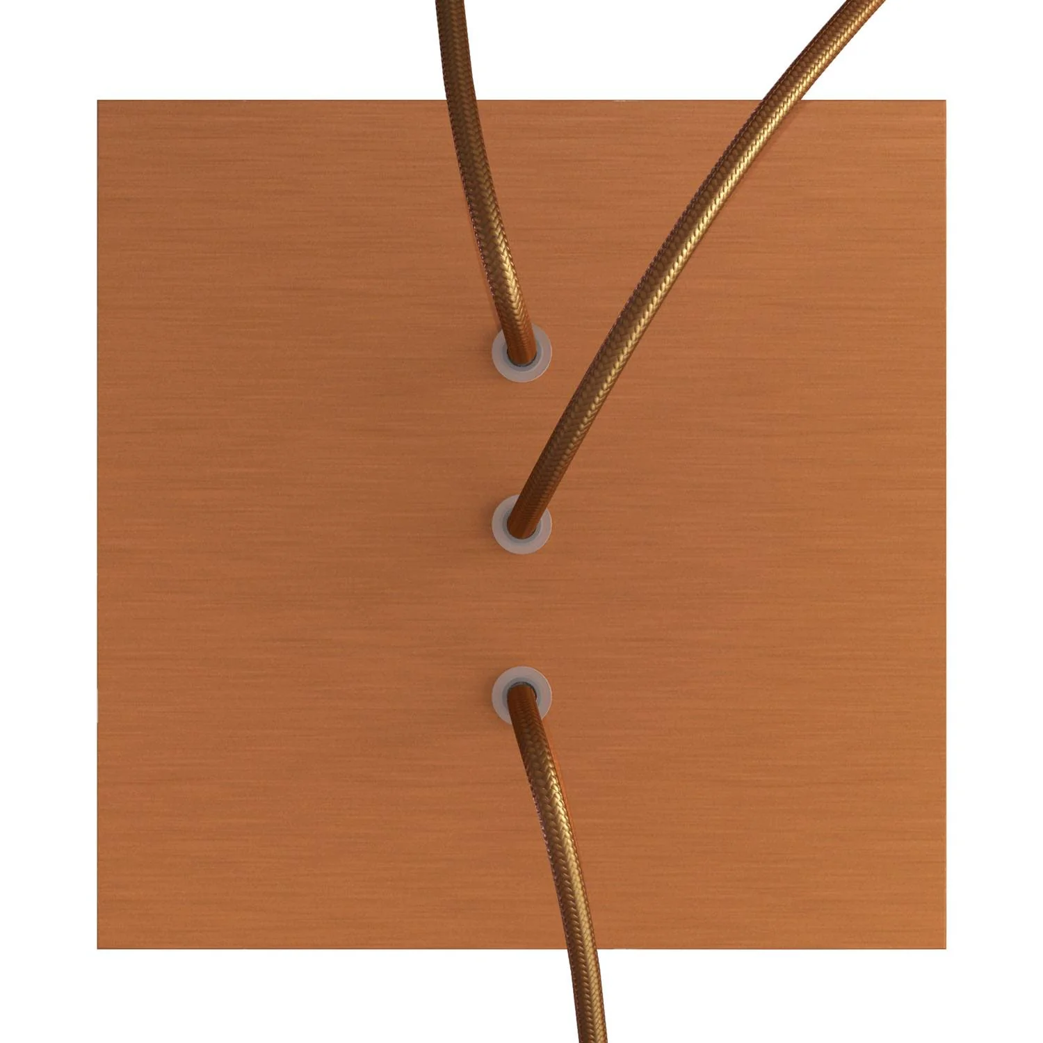 Rose-One square ceiling rose, 200 mm with 3 inline holes and 4 side holes - Satin copper Dibond - Image 2