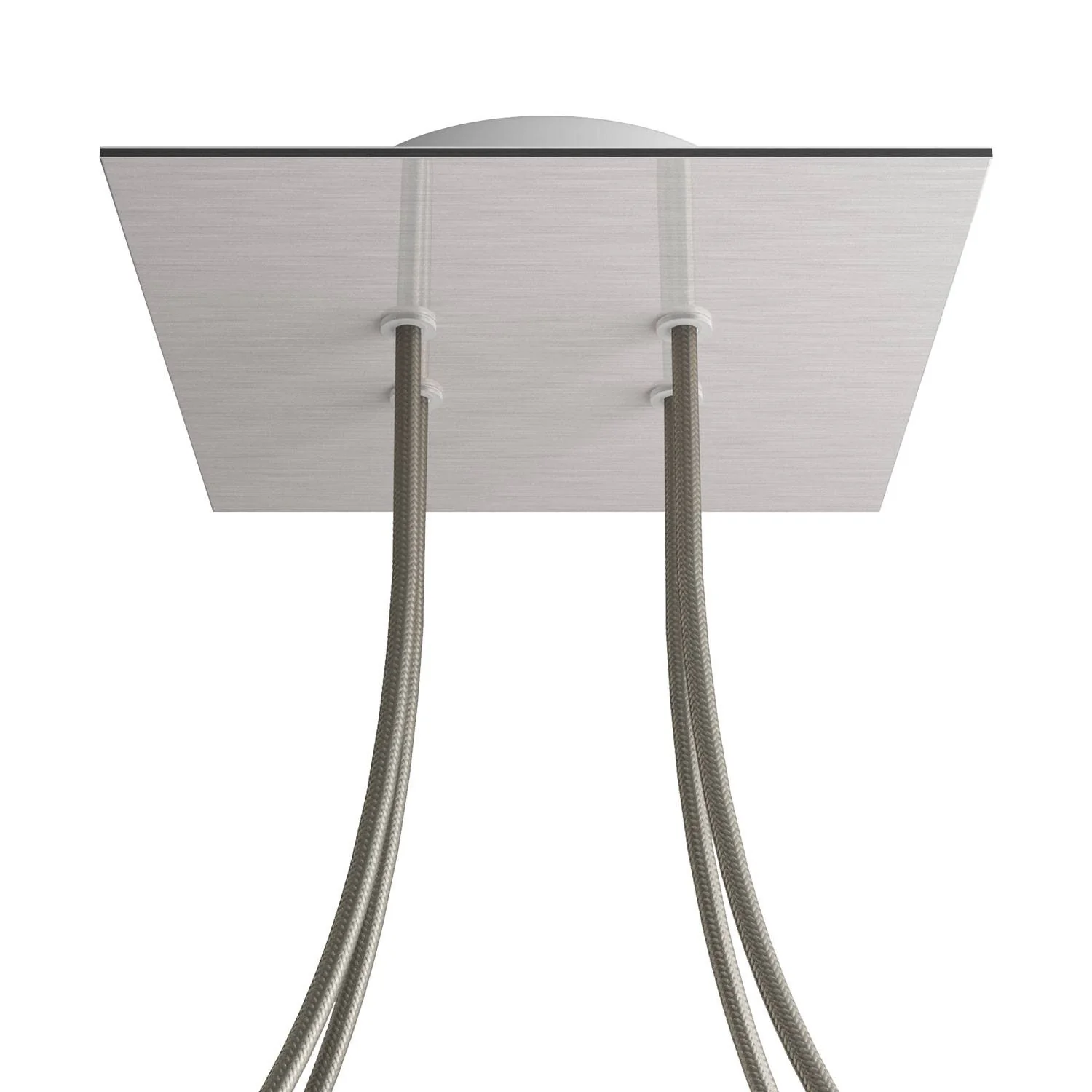 Rose-One square ceiling rose, 200 mm with 4 holes and 4 side holes - Satin steel Dibond