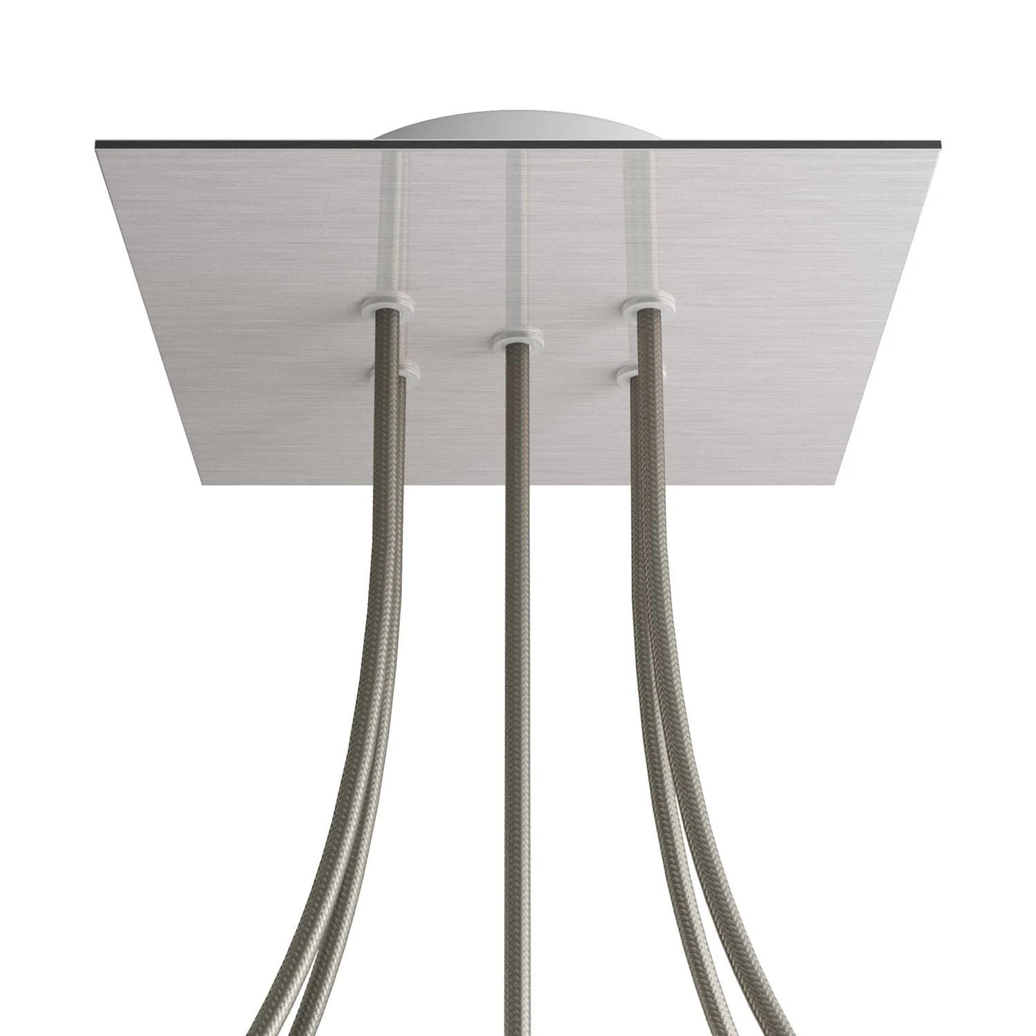 Rose-One square ceiling rose, 200 mm with 5 holes and 4 side holes - Satin-finish Dibond steel