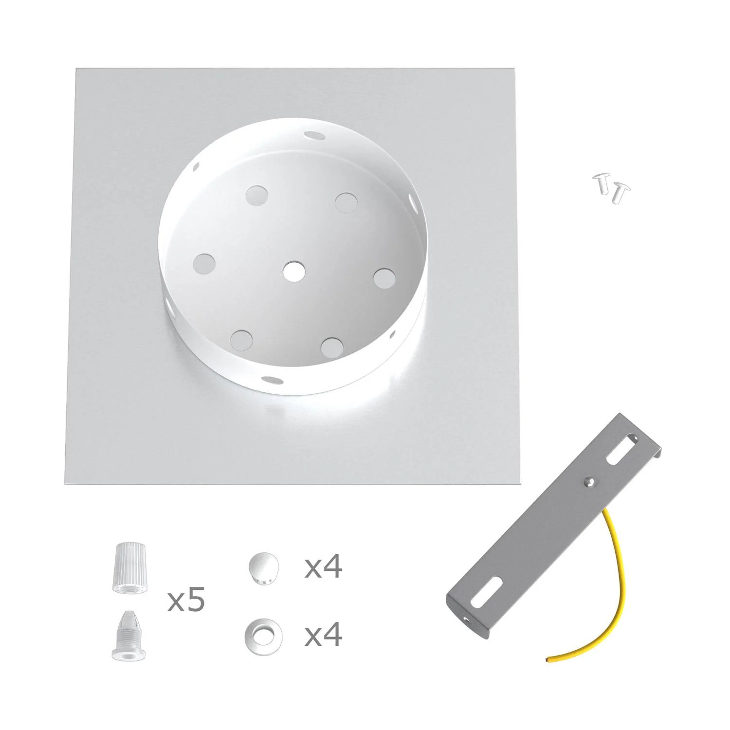 Rose-One square ceiling rose, 200 mm with 5 holes and 4 side holes - Satin-finish Dibond steel - Image 6