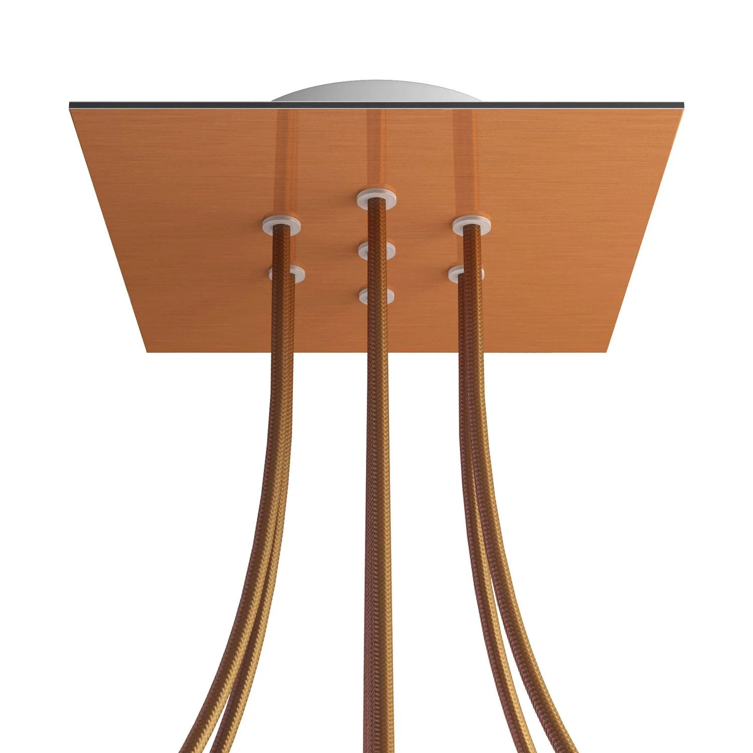 Ceiling rose Rose-One square, 200 mm with 7 holes and 4 side holes - Satin copper Dibond
