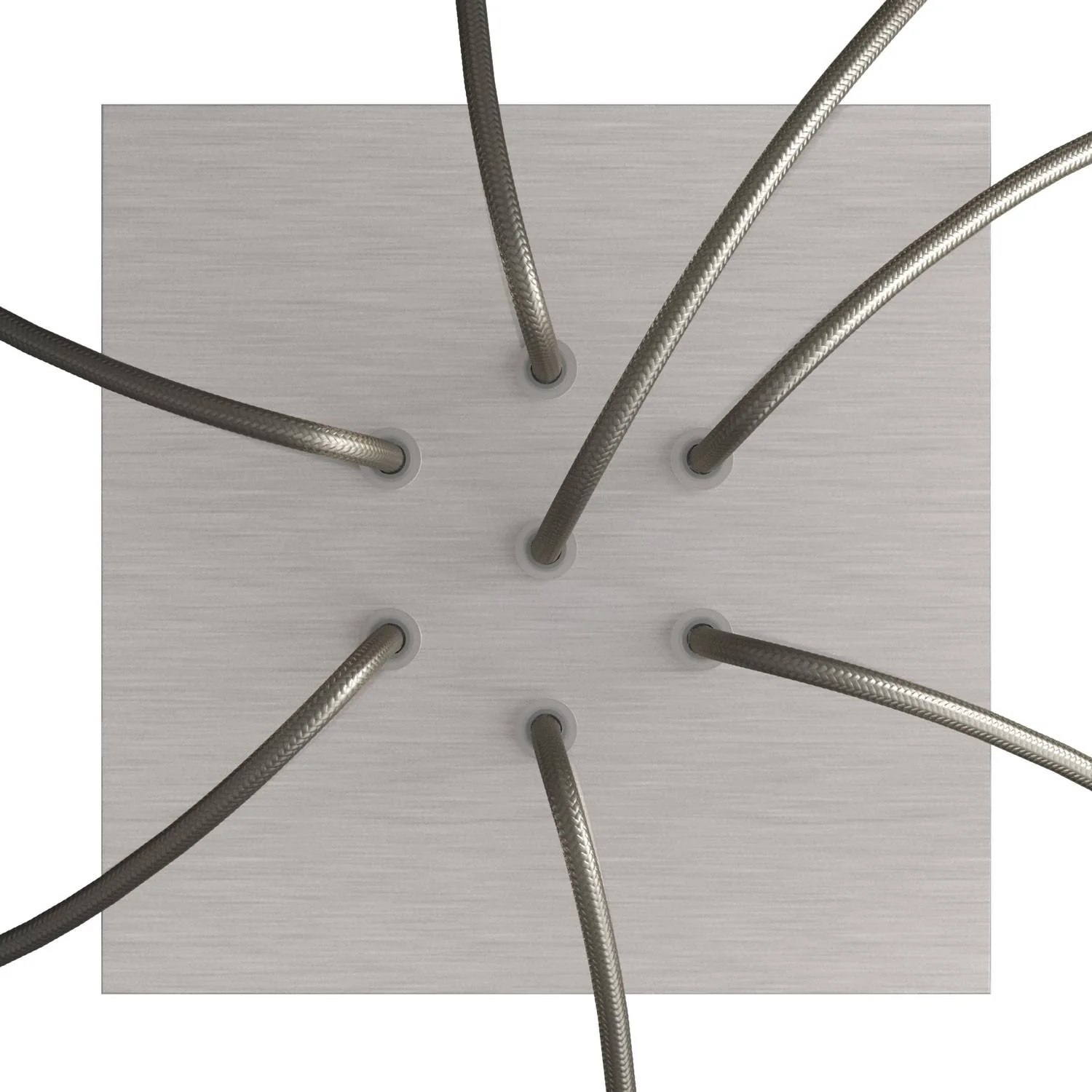 Square Ceiling rose Rose-One, 200 mm with 7 holes and 4 side holes - Satin steel Dibond - Image 2