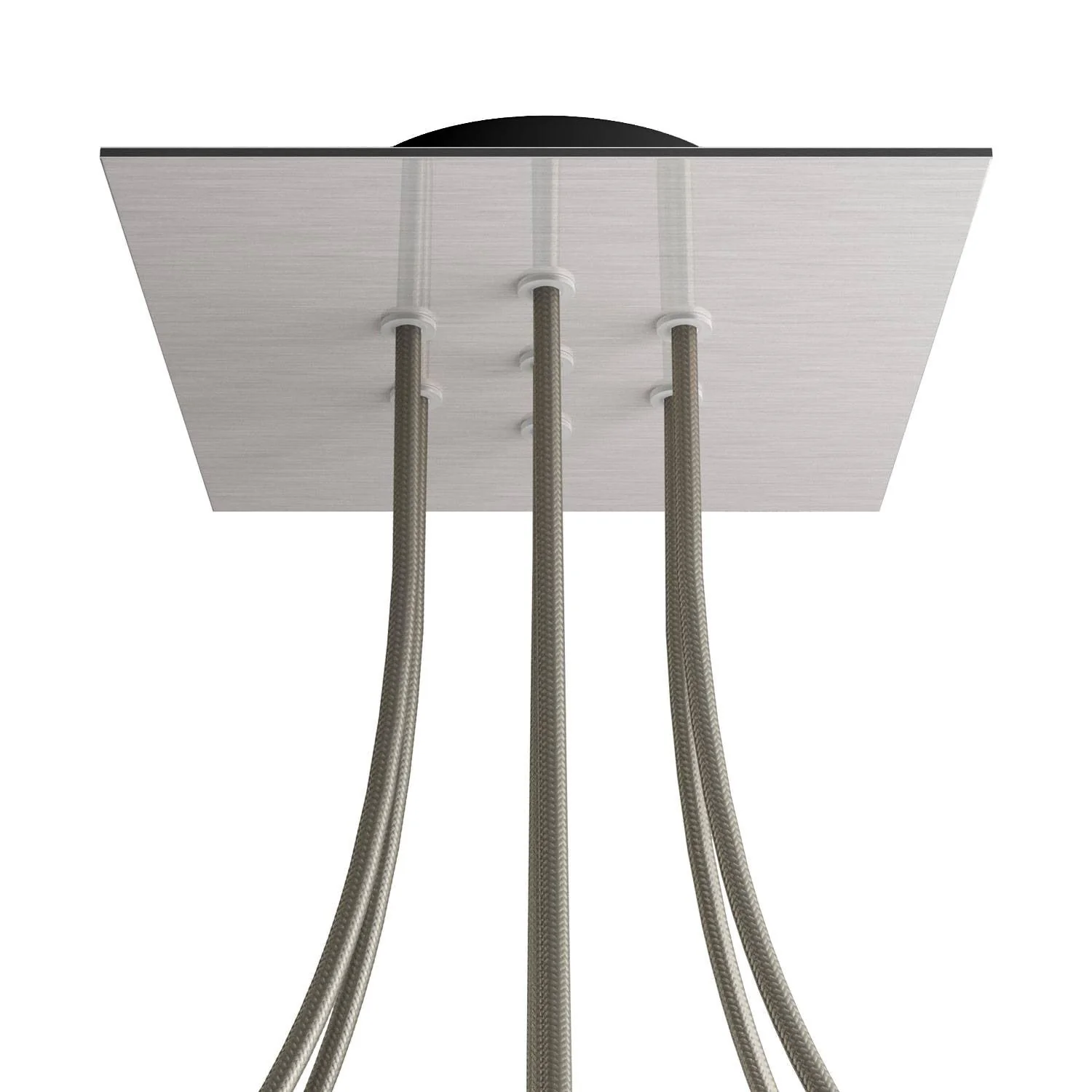 Square Ceiling rose Rose-One, 200 mm with 7 holes and 4 side holes - Satin steel Dibond - Image 8