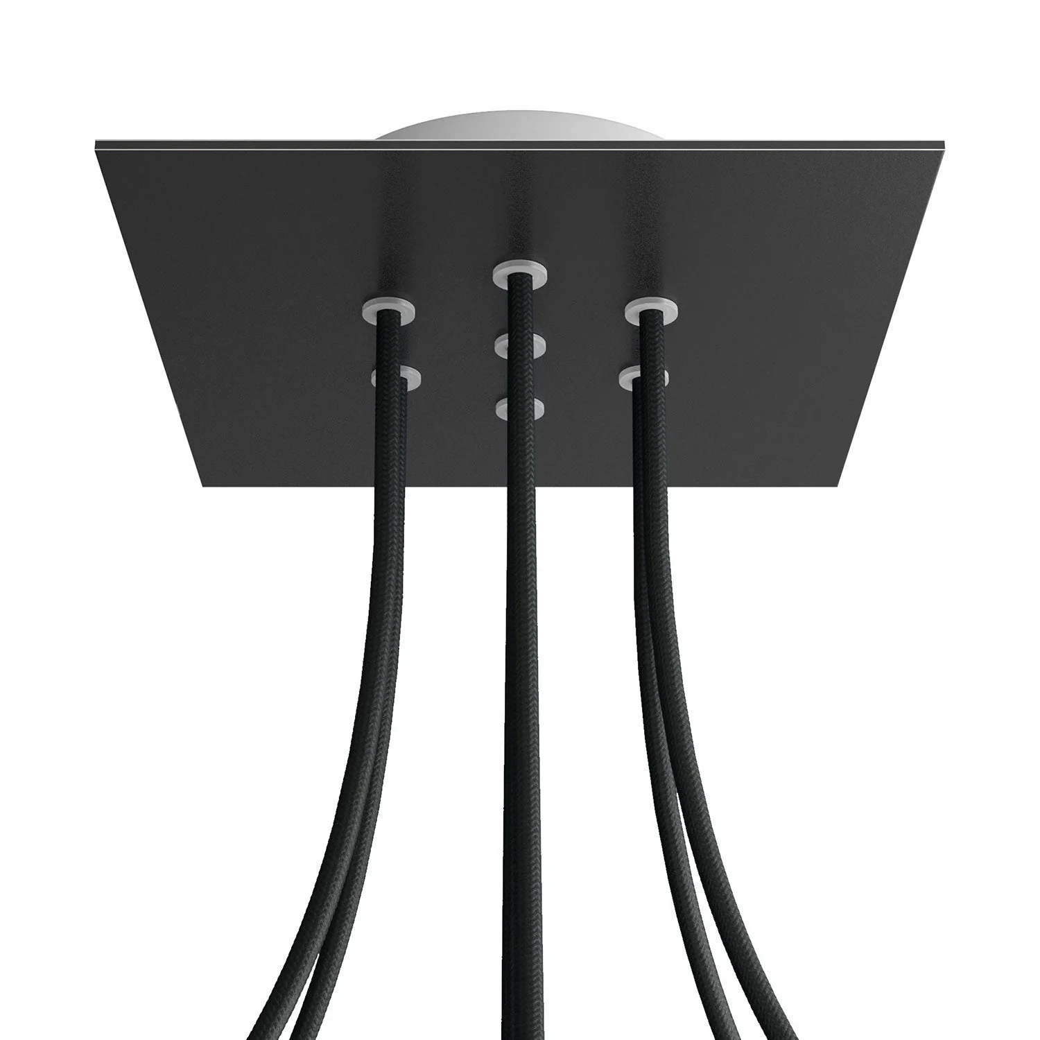 Rose-One square ceiling rose, 200 mm with 7 holes and 4 side holes - Matte black