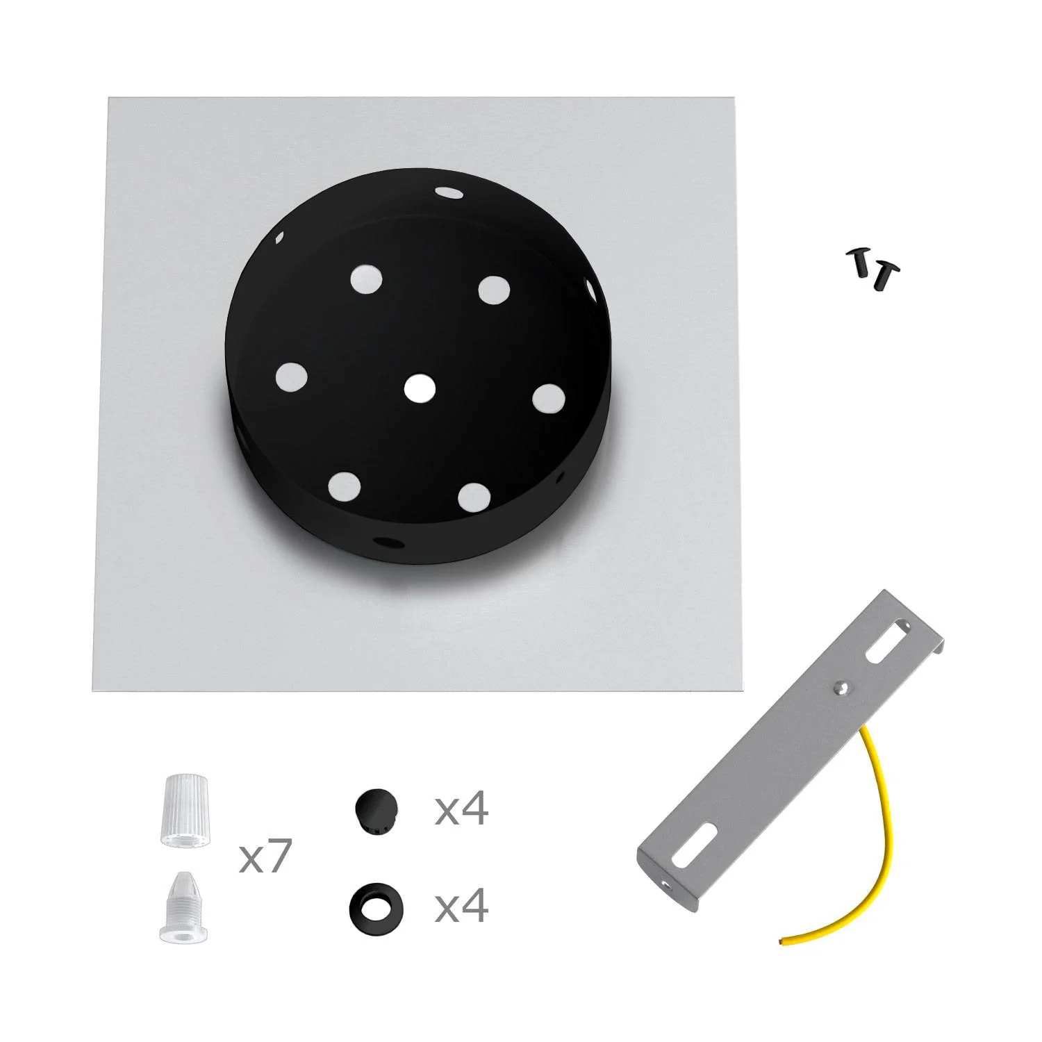 Rose-One square ceiling rose, 200 mm with 7 holes and 4 side holes - Matte black - Image 10